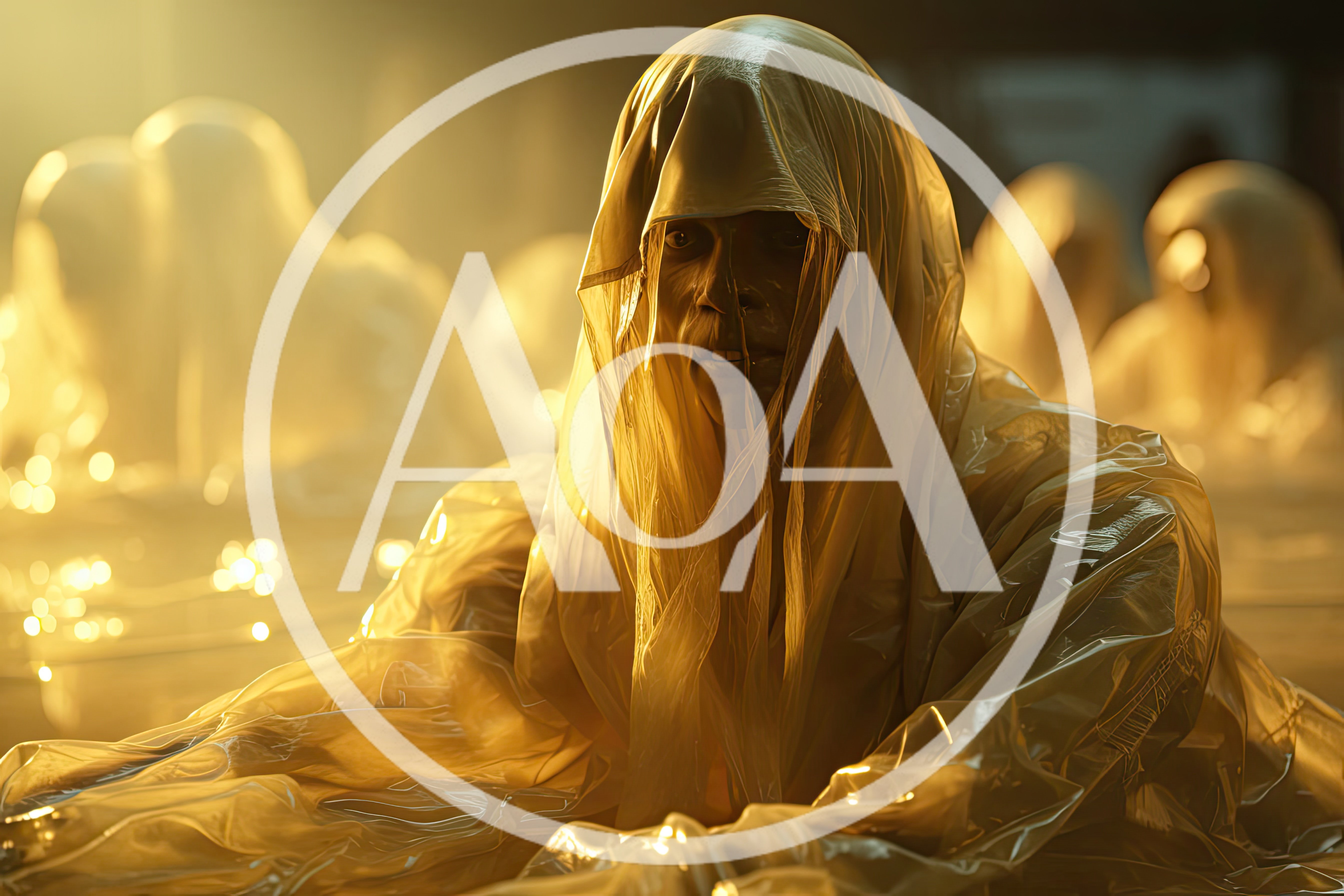 Eerie Figures Draped In Translucent Plastic Sheets