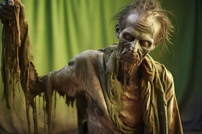 Close Up Portrait Of A Decaying Zombie