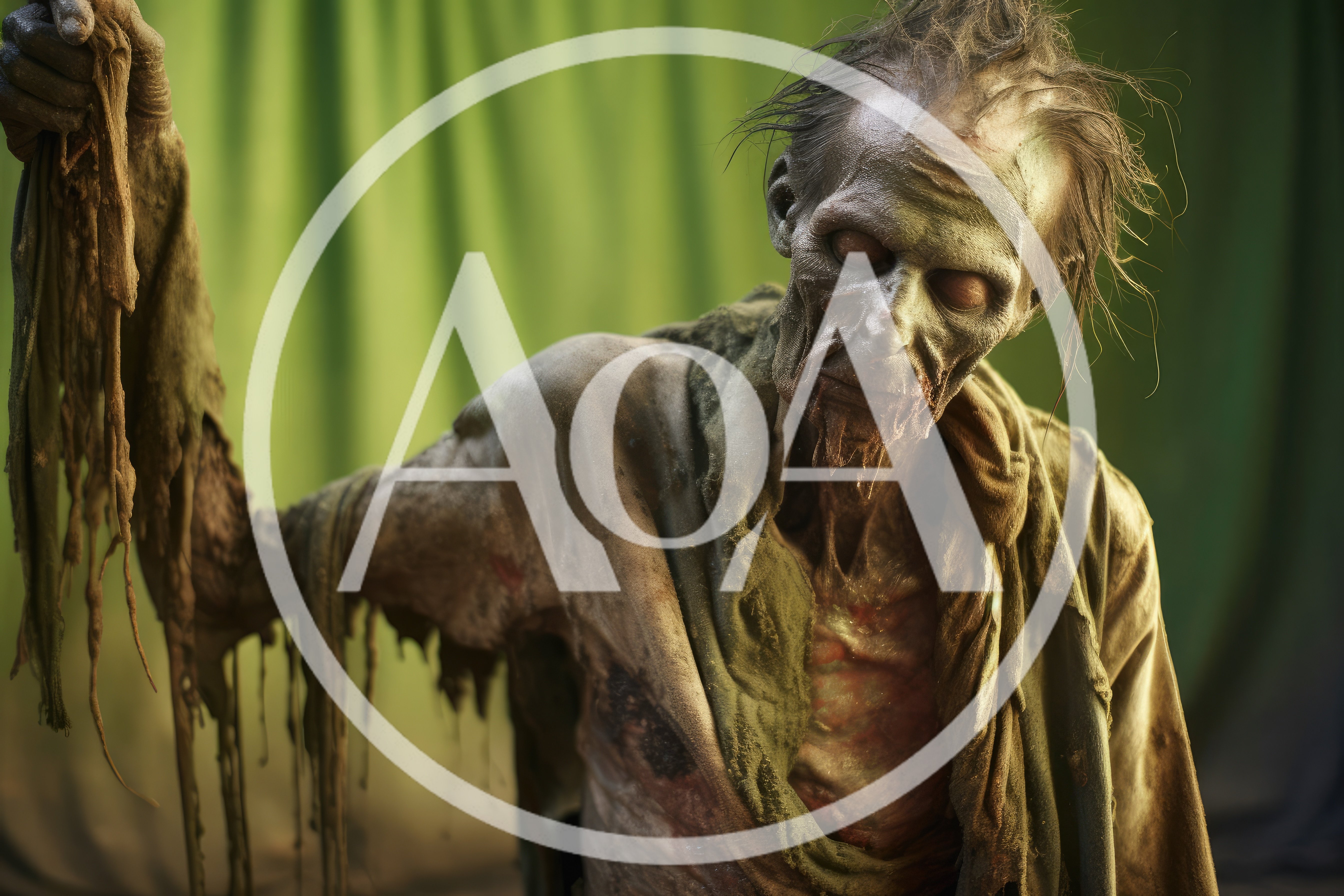 Close Up Portrait Of A Decaying Zombie