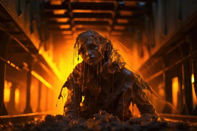 Mysterious Woman Covered In Sludge In Industrial Tunnel