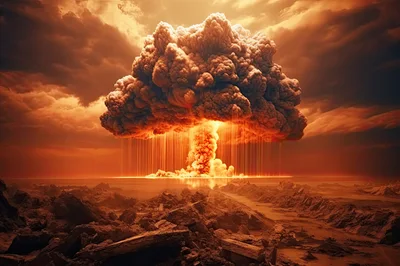 Apocalyptic Nuclear Explosion Over A Desolate Wasteland