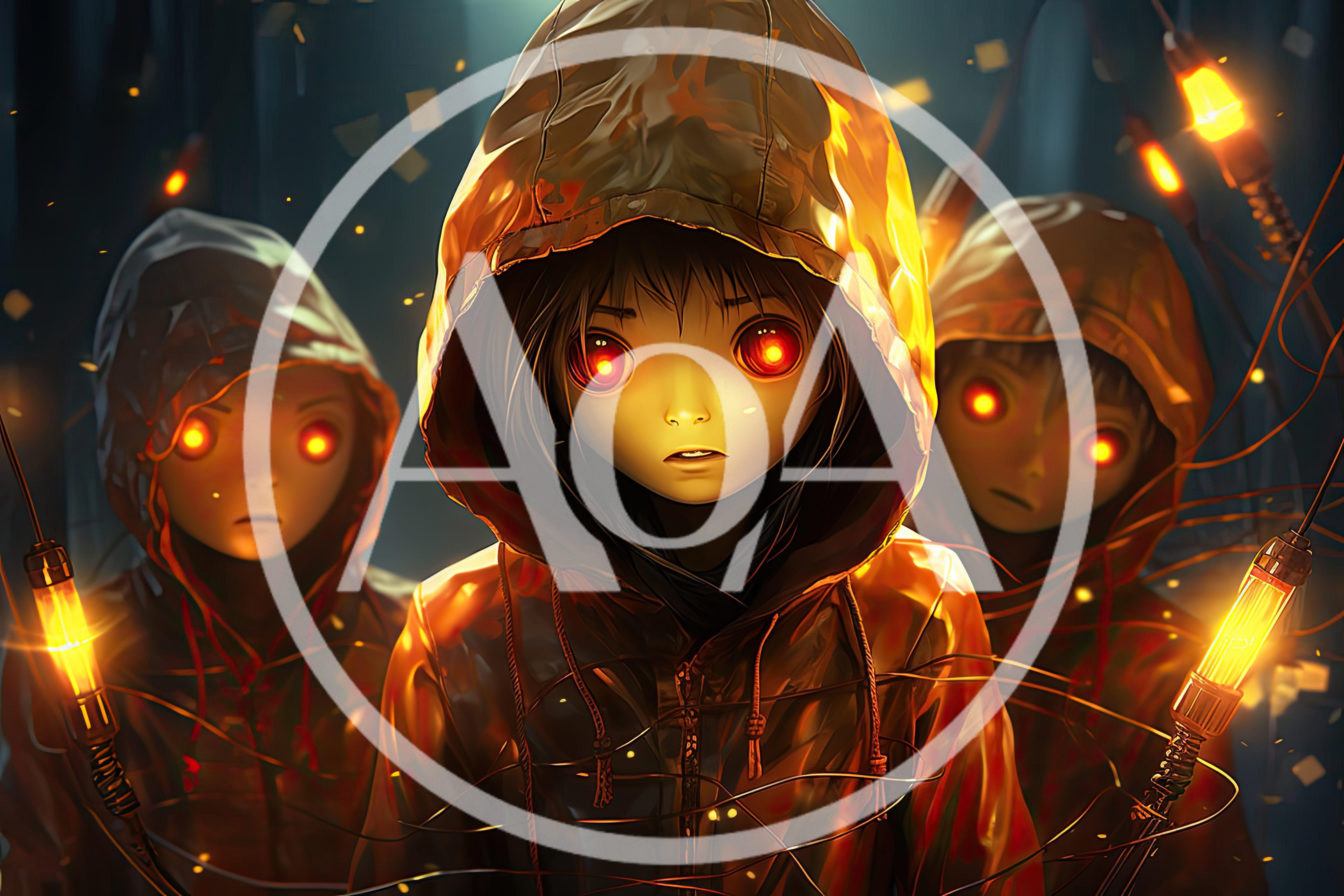 Three Mysterious Children With Glowing Red Eyes