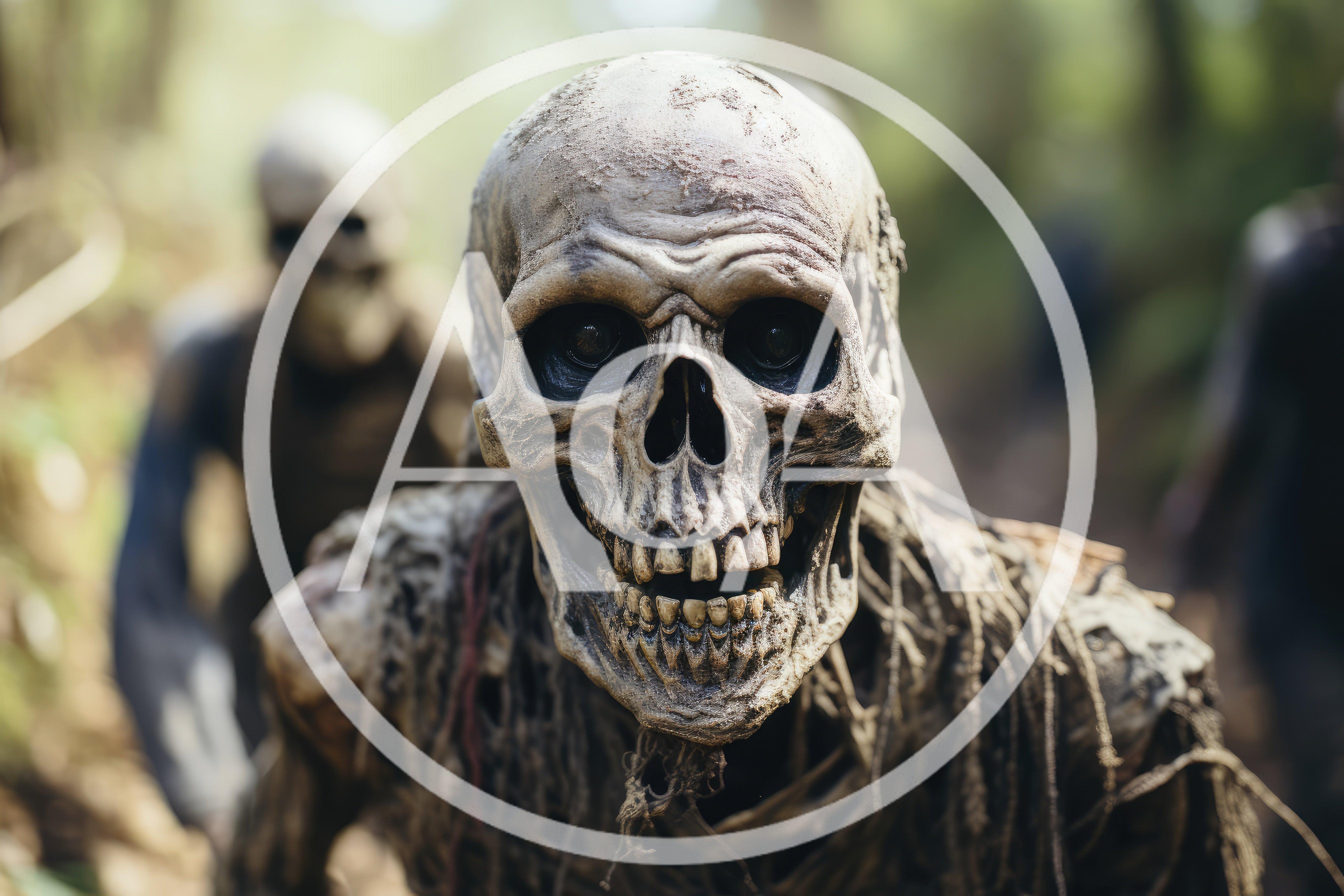 Close Up Of A Terrifying Undead Skeleton Zombie
