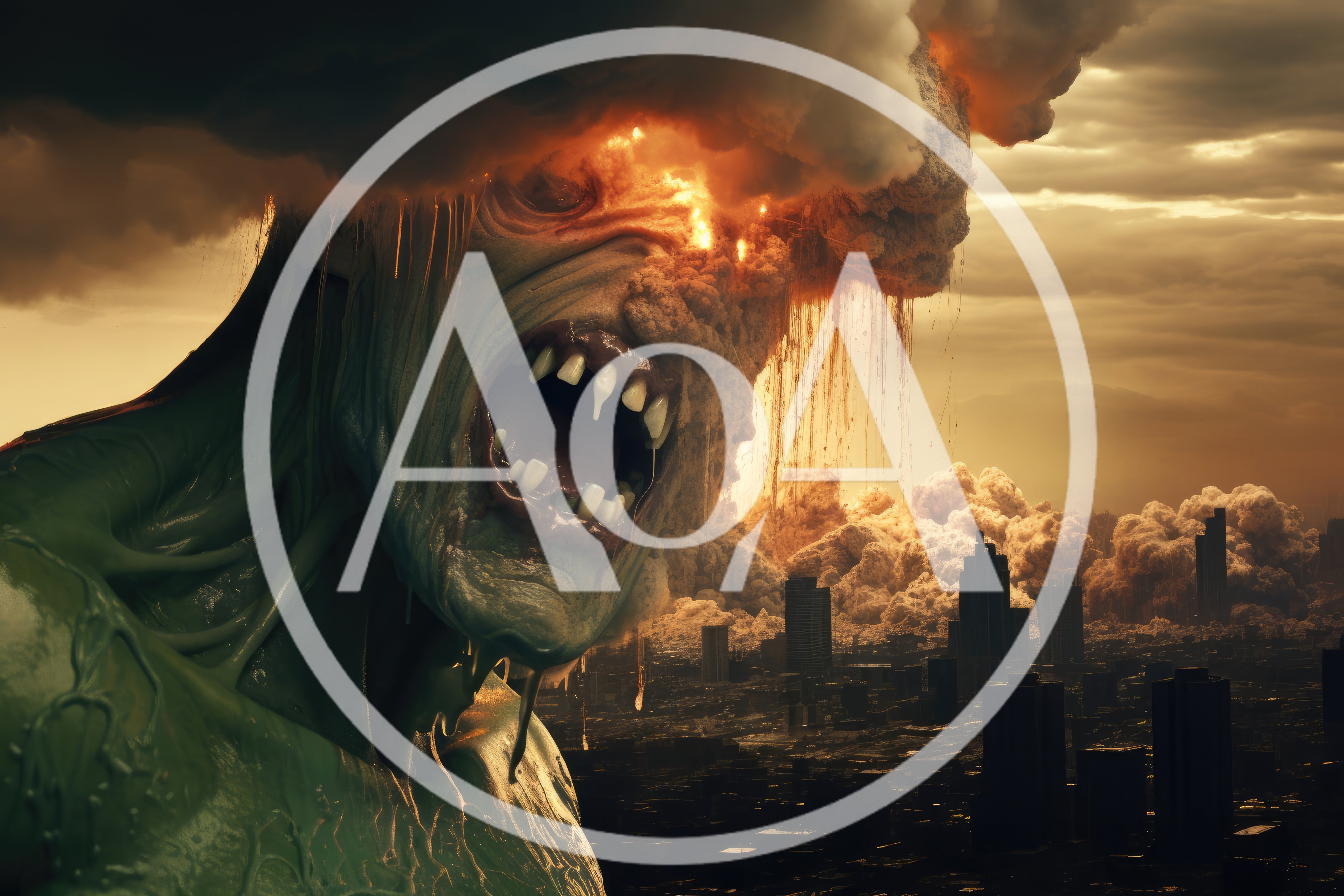 Giant Monstrous Creature Destroying A Modern City