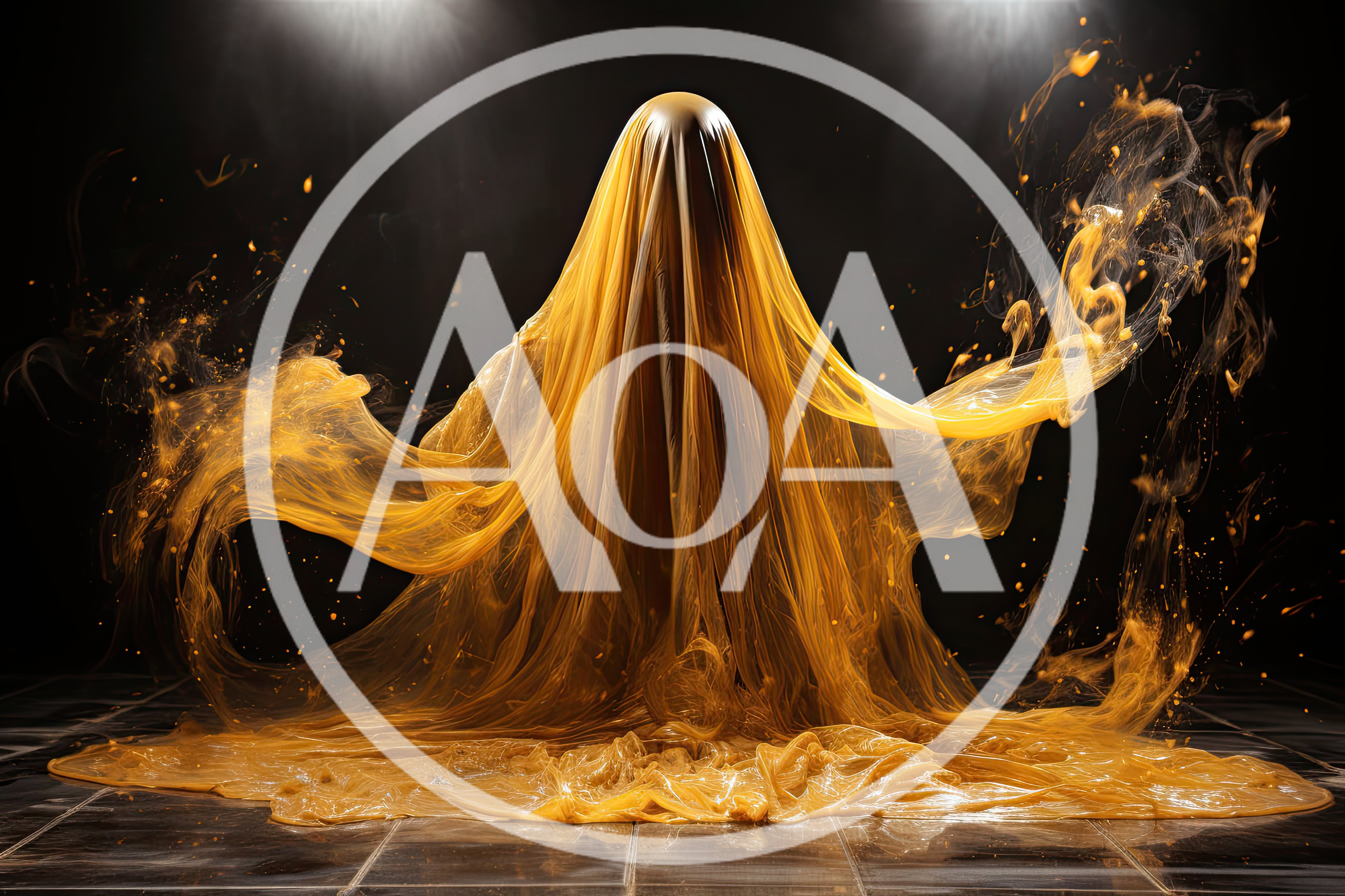 Ethereal Golden Ghost Figure With Flowing Fabric