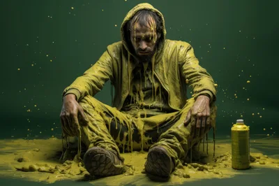 Man Covered In Thick Yellow Slime