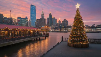 Christmas Tree At Pier 17 In New York City