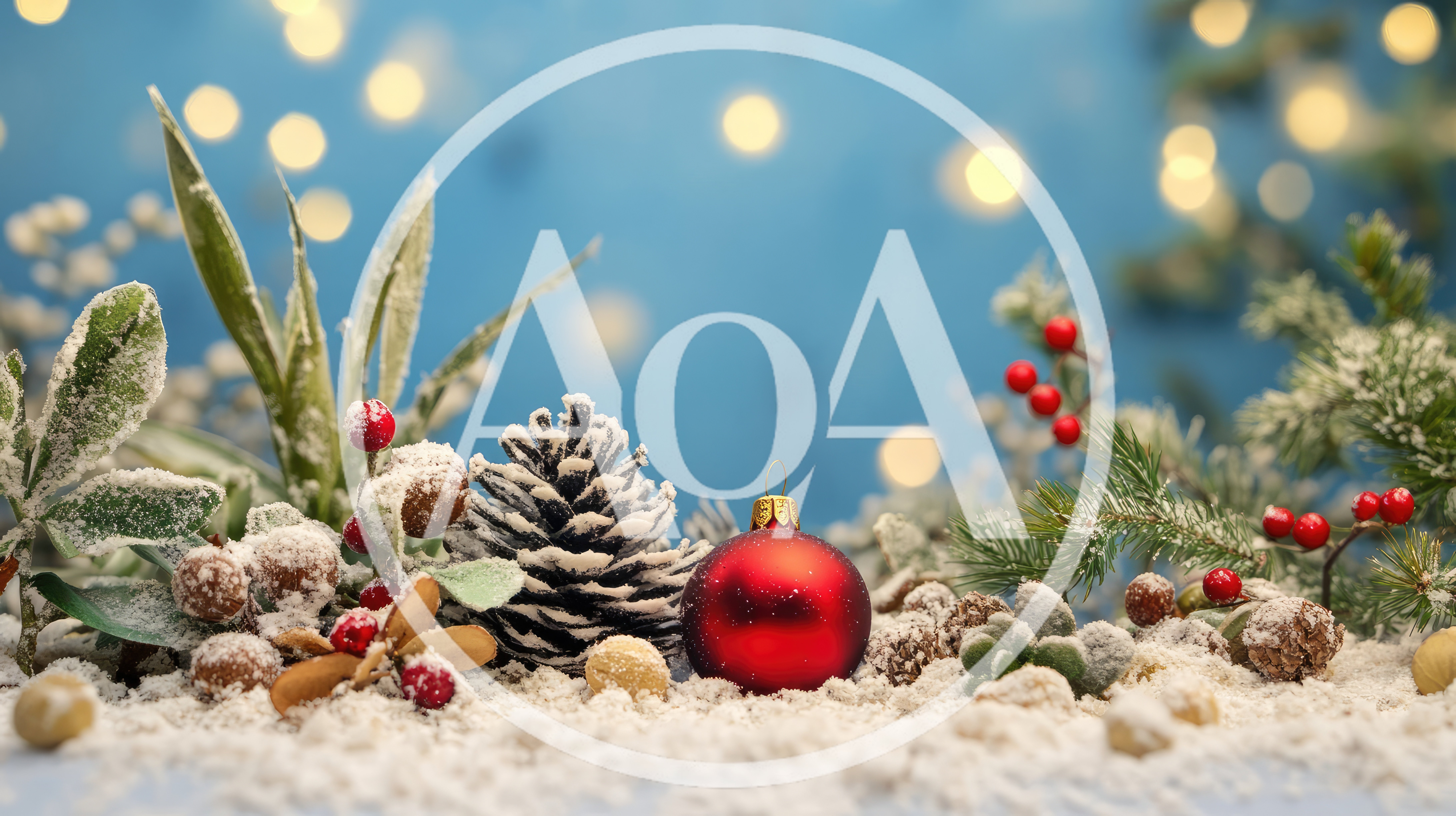 Christmas Decoration With Red Ornament And Pinecone
