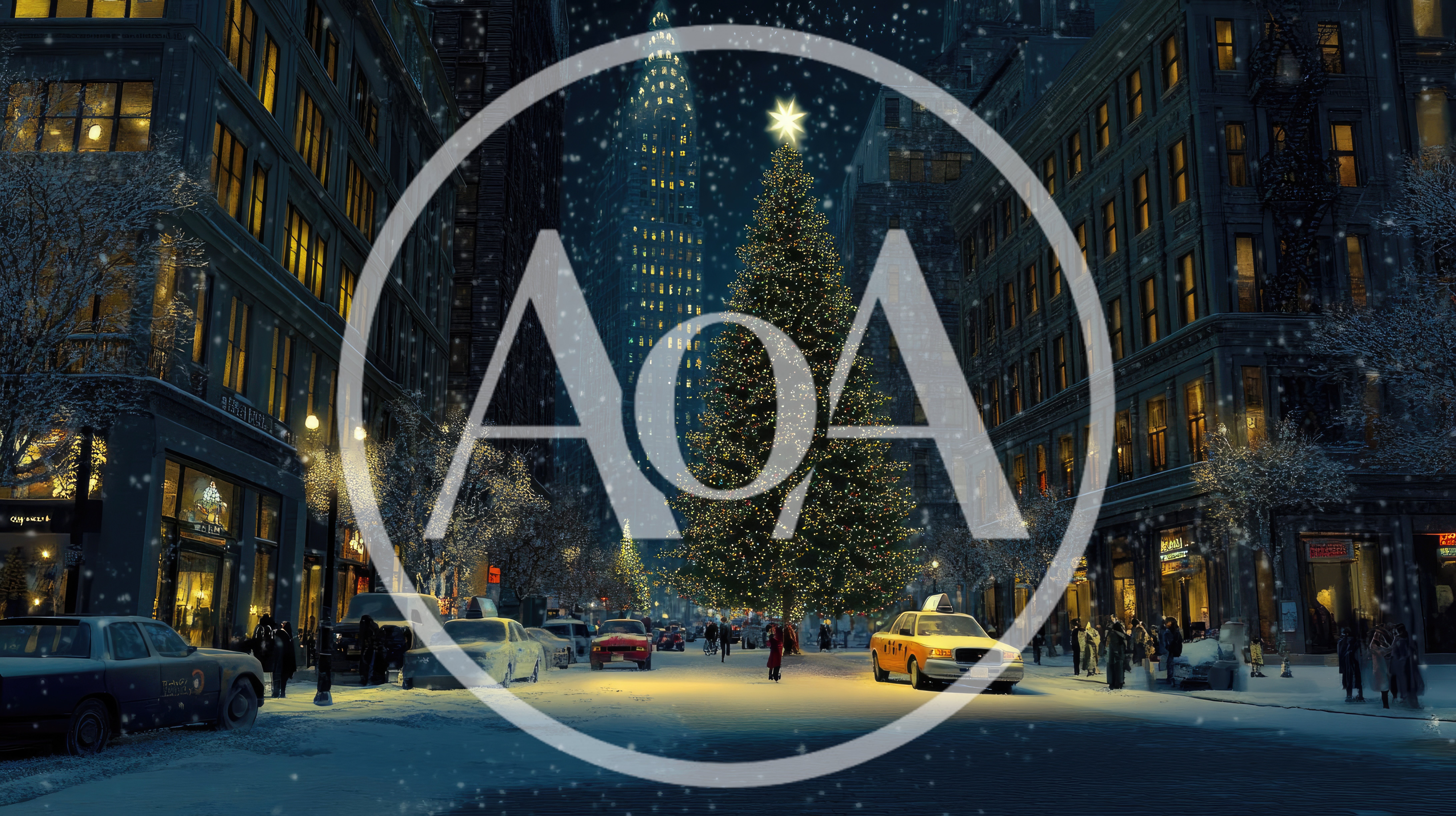 Christmas Tree In Snowy New York City Street