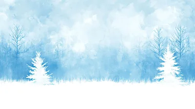 Winter Landscape With Snowy Pine Trees And Blue Sky