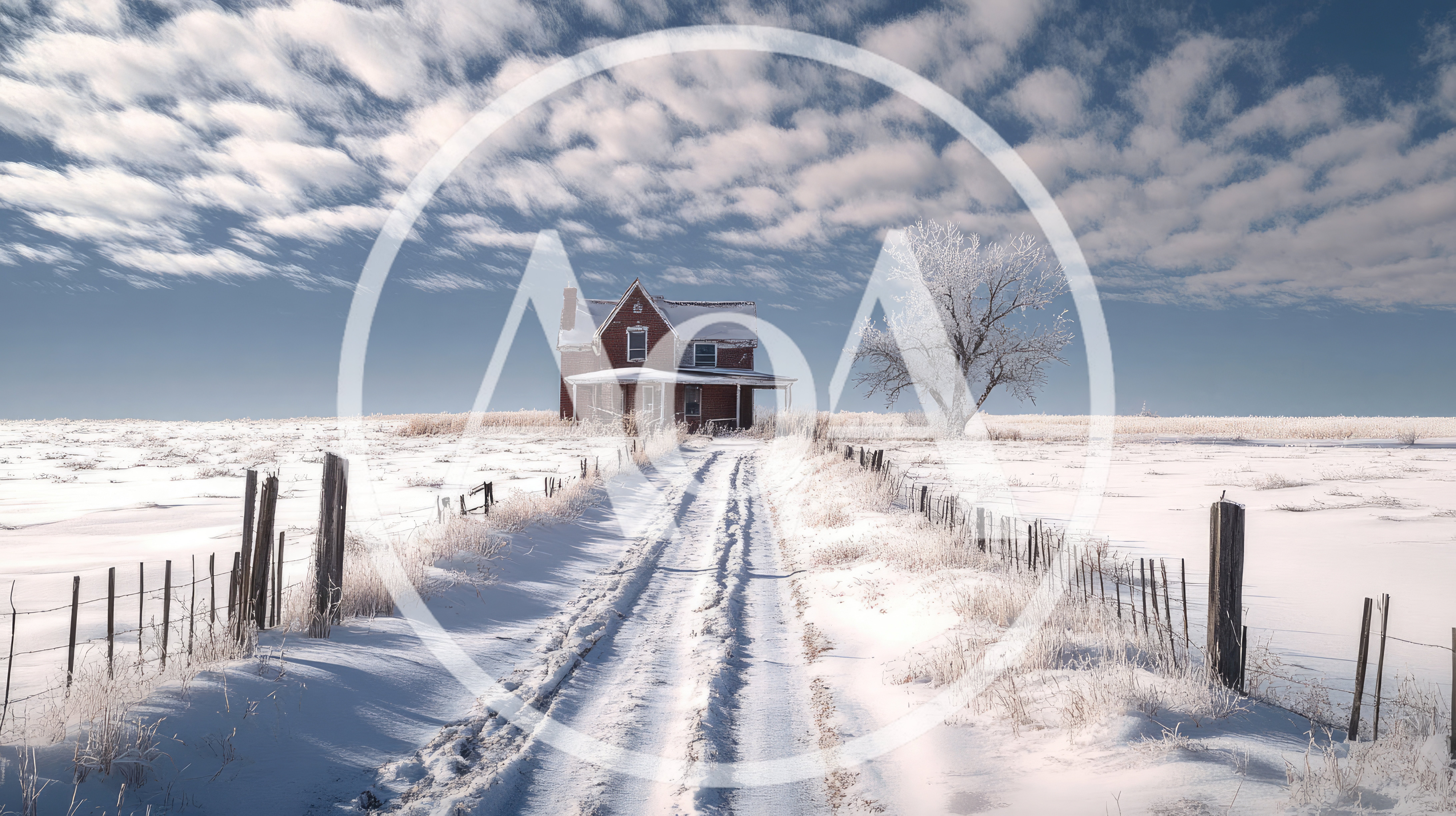 Abandoned Farmhouse In A Snowy Winter Landscape