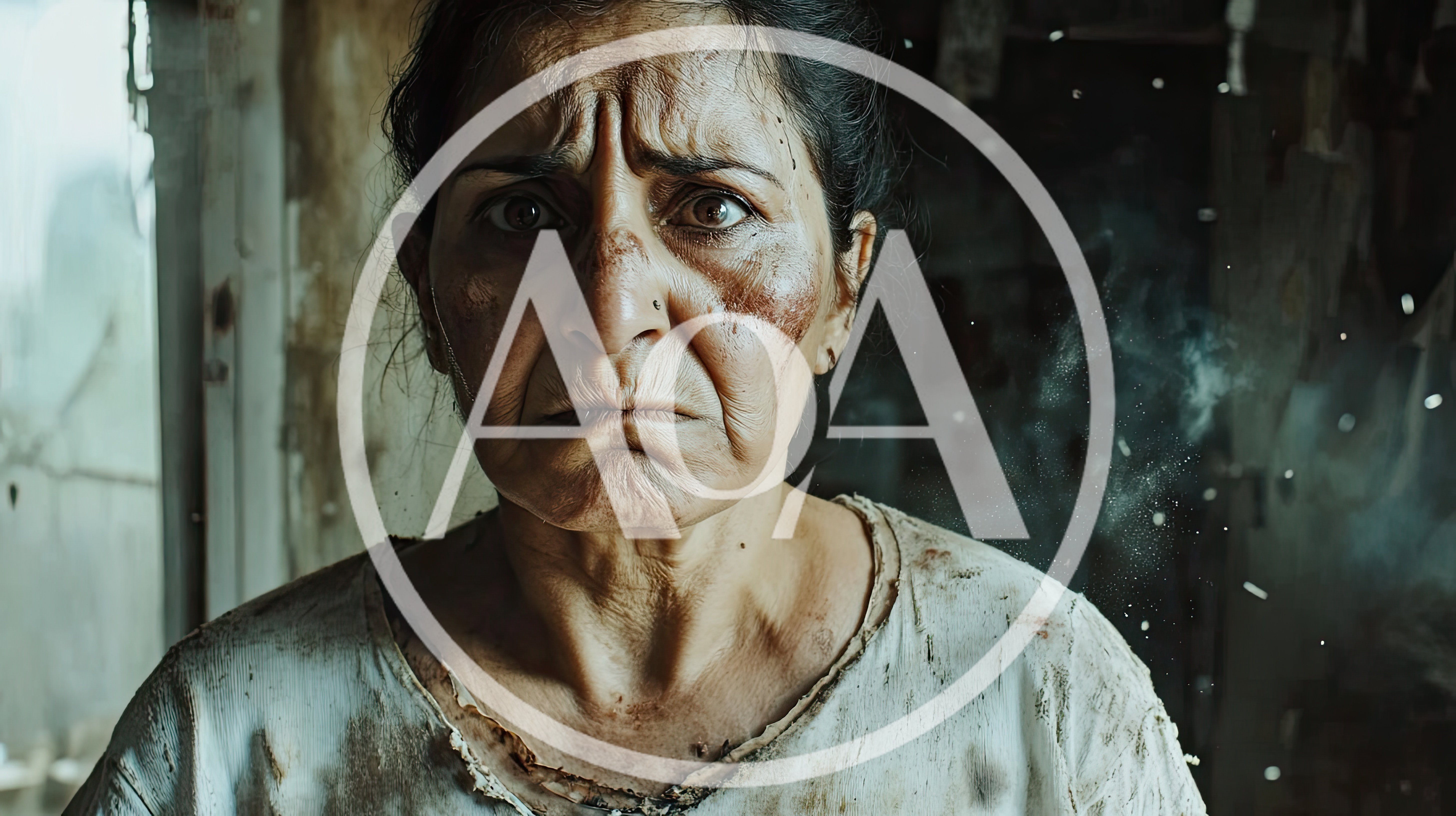 Portrait Of An Elderly Woman In A War Zone