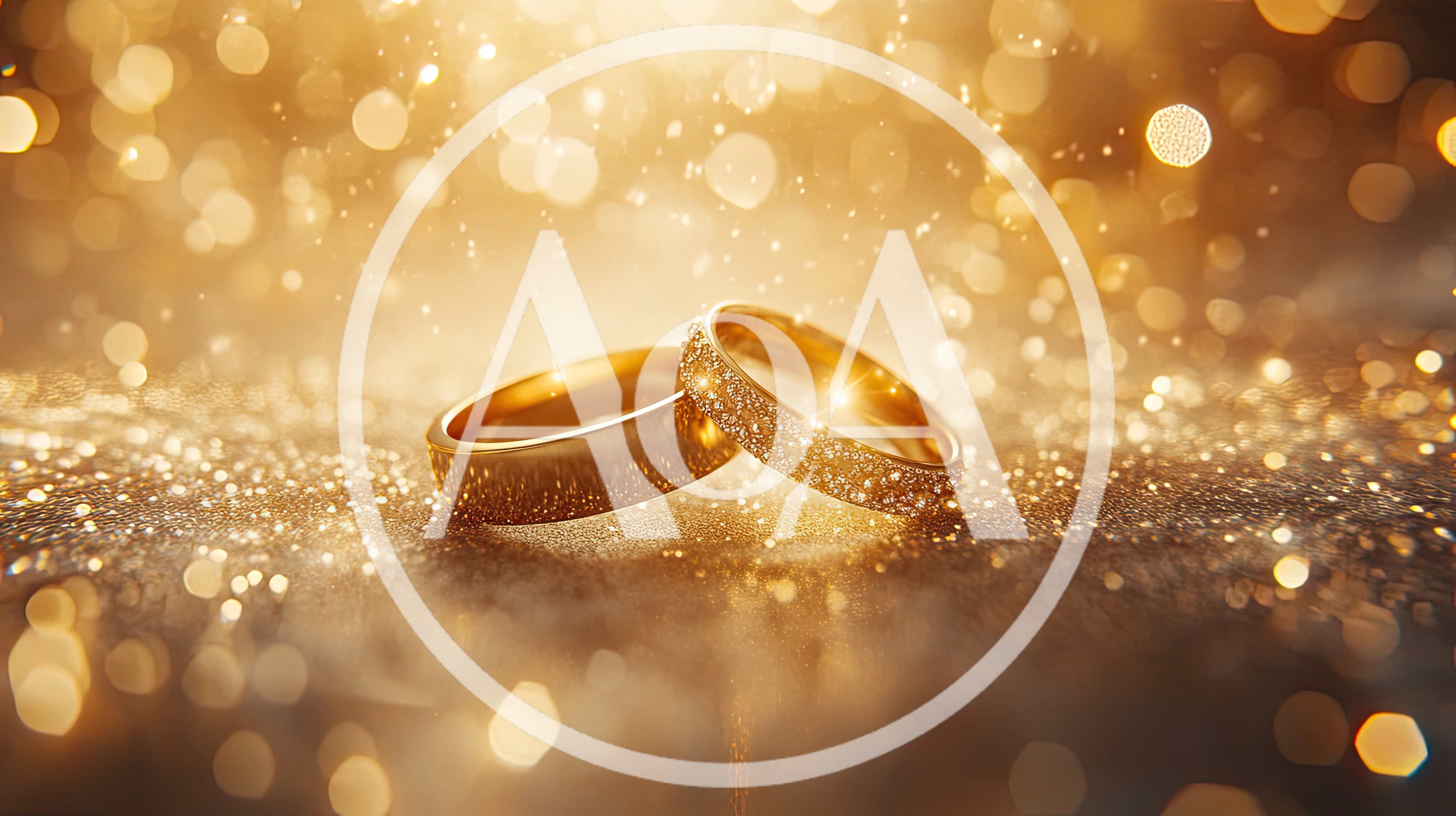 Two Golden Wedding Rings On A Sparkling Surface