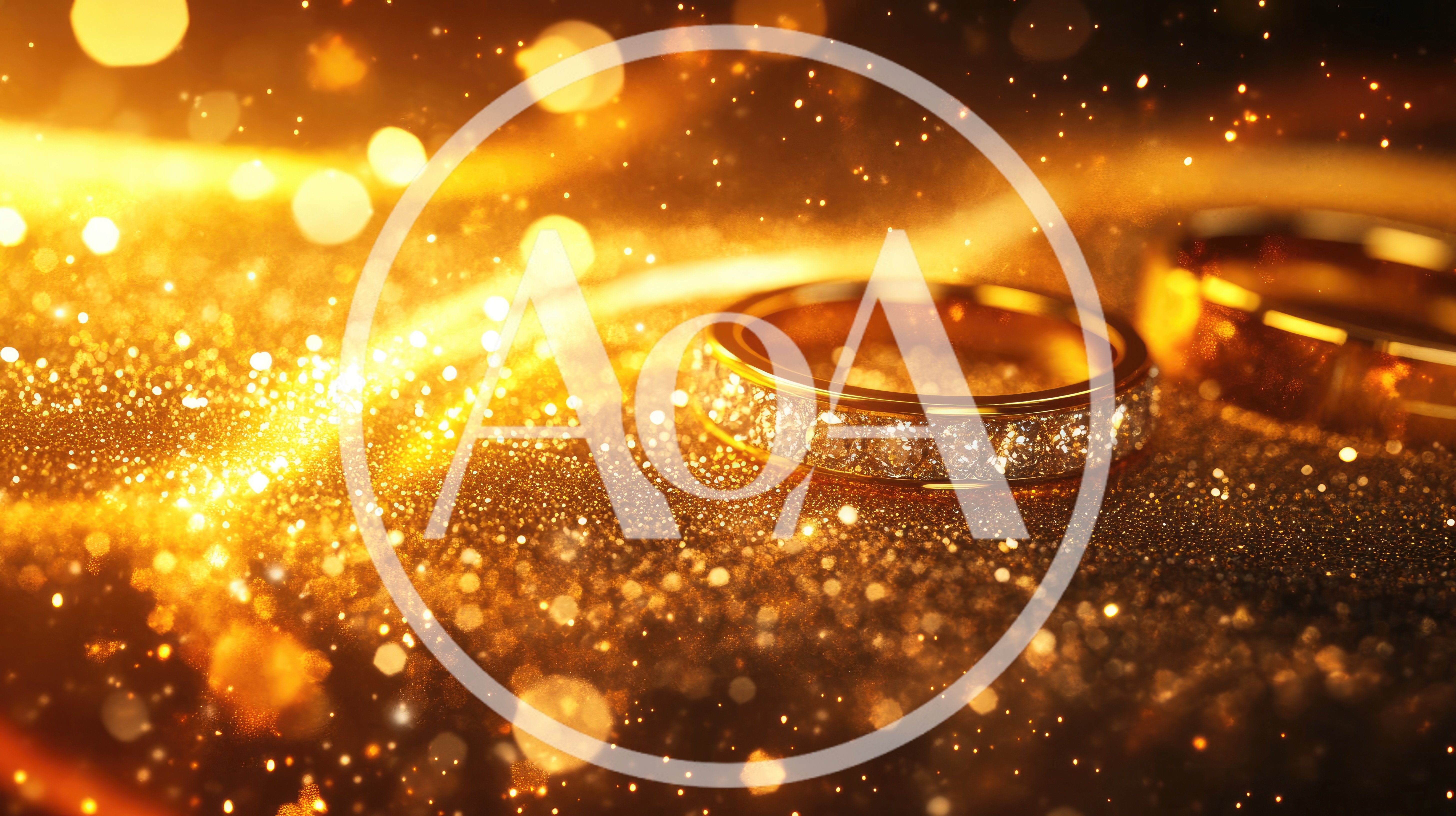 Two Golden Wedding Rings on Glittering Background