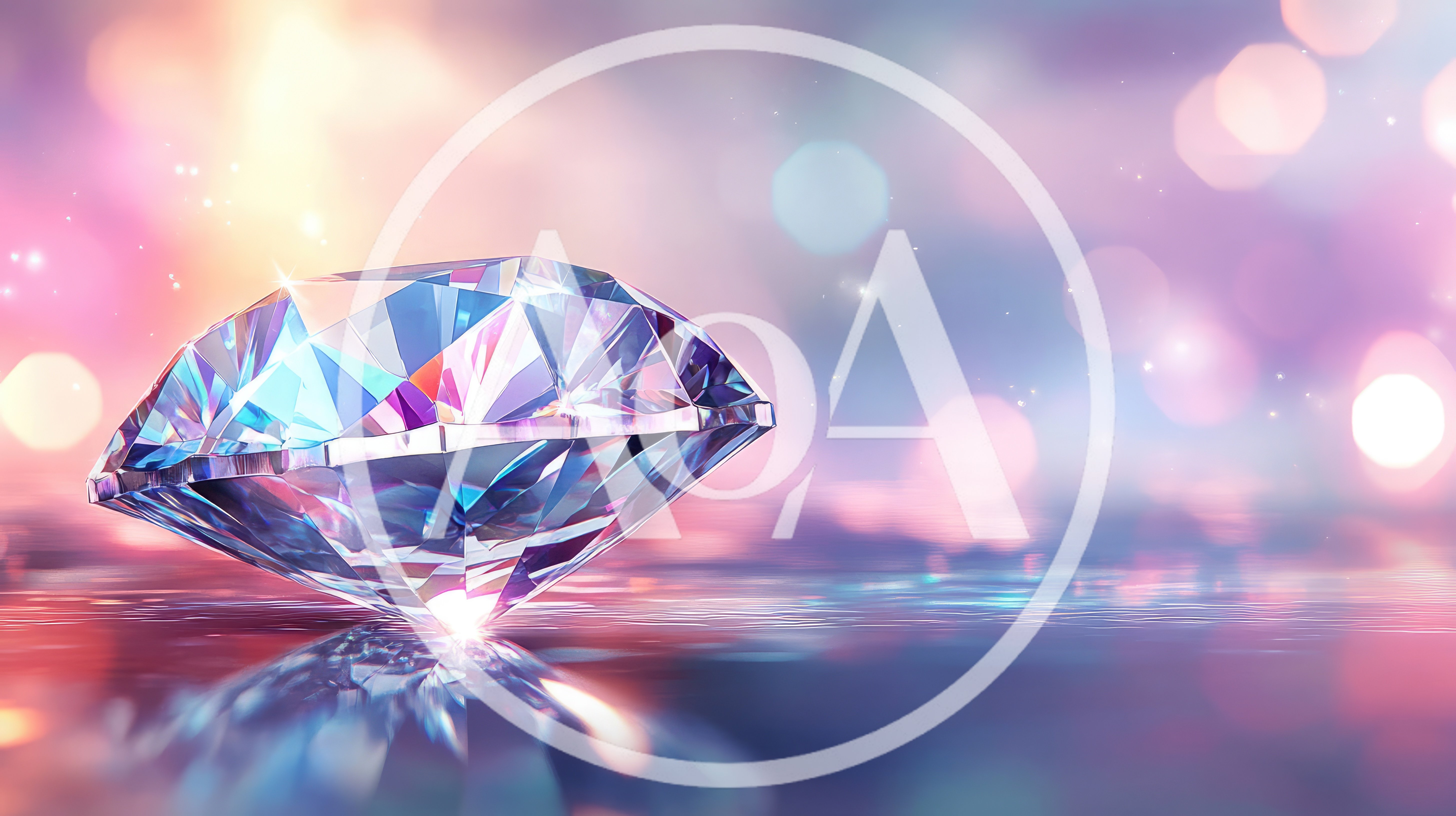 Brilliant Cut Diamond Reflecting On A Shimmering Surface
