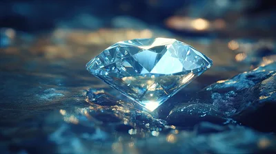 Brilliant Cut Diamond Resting On Dark Textured Surface