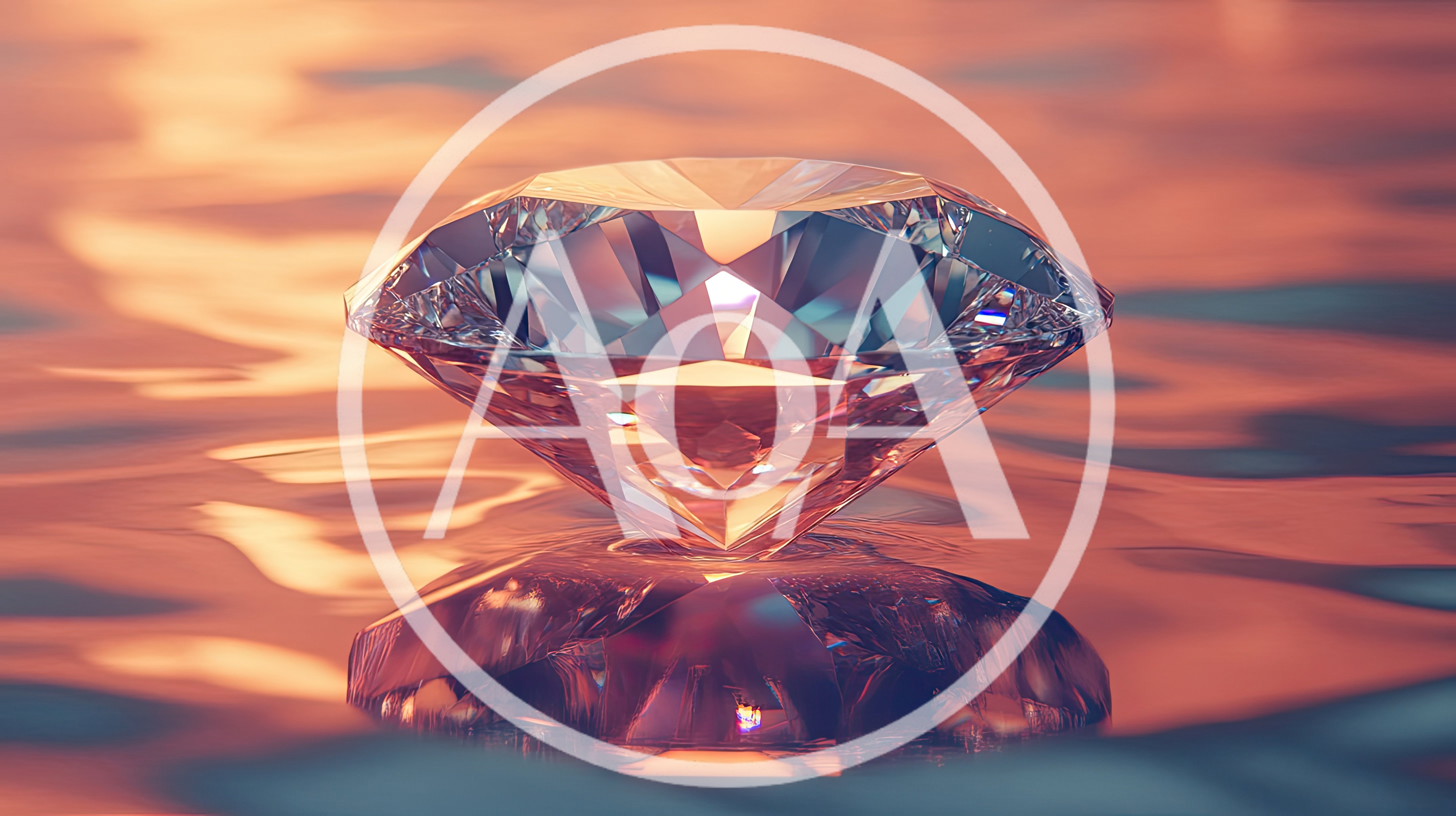 Brilliant Cut Diamond Resting On Rippling Water Surface
