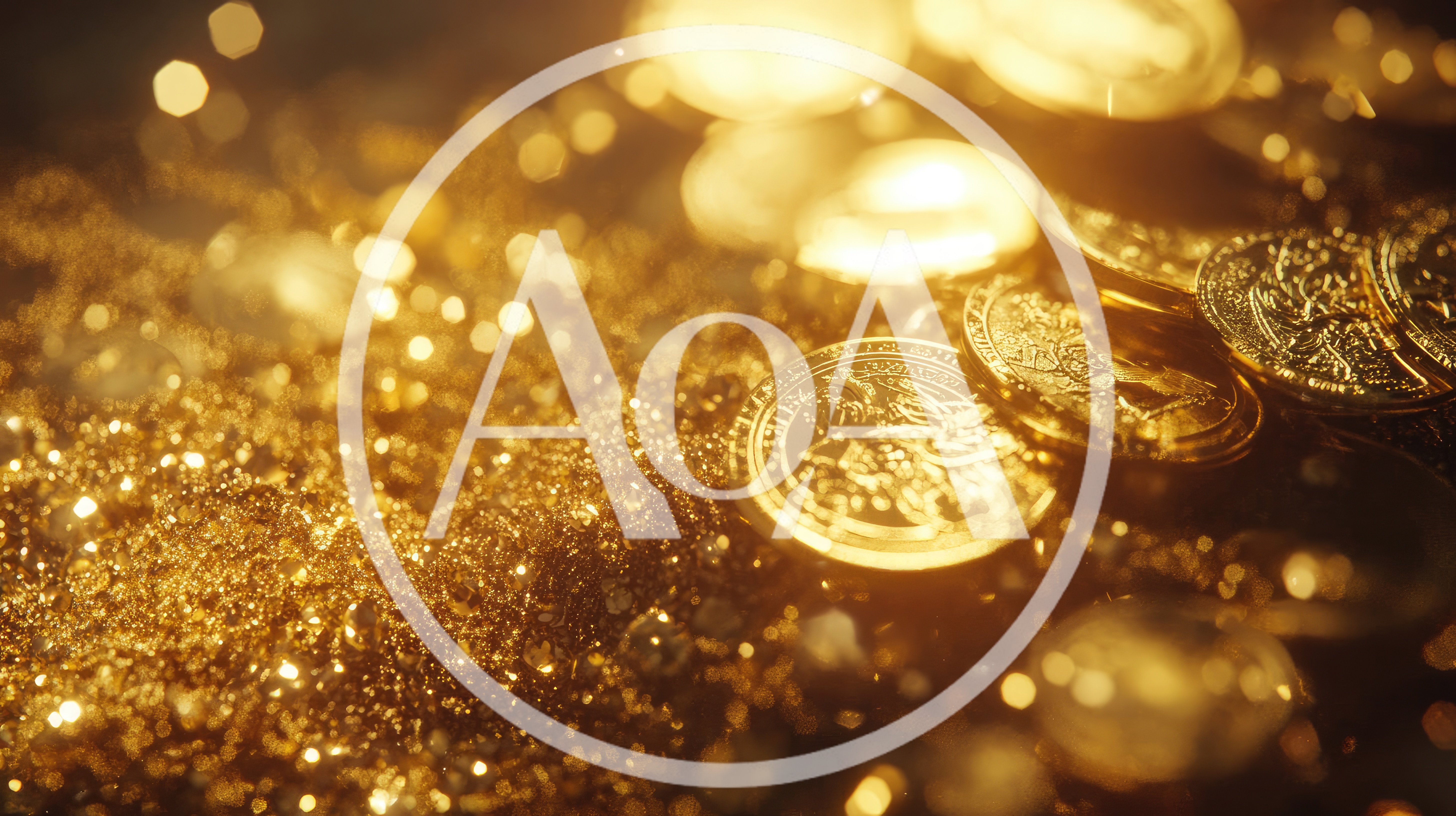 Shiny Gold Coins Scattered In Glittering Dust