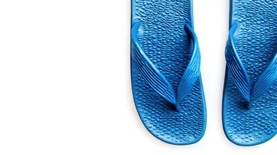 Pair Of Blue Rubber Flip Flops