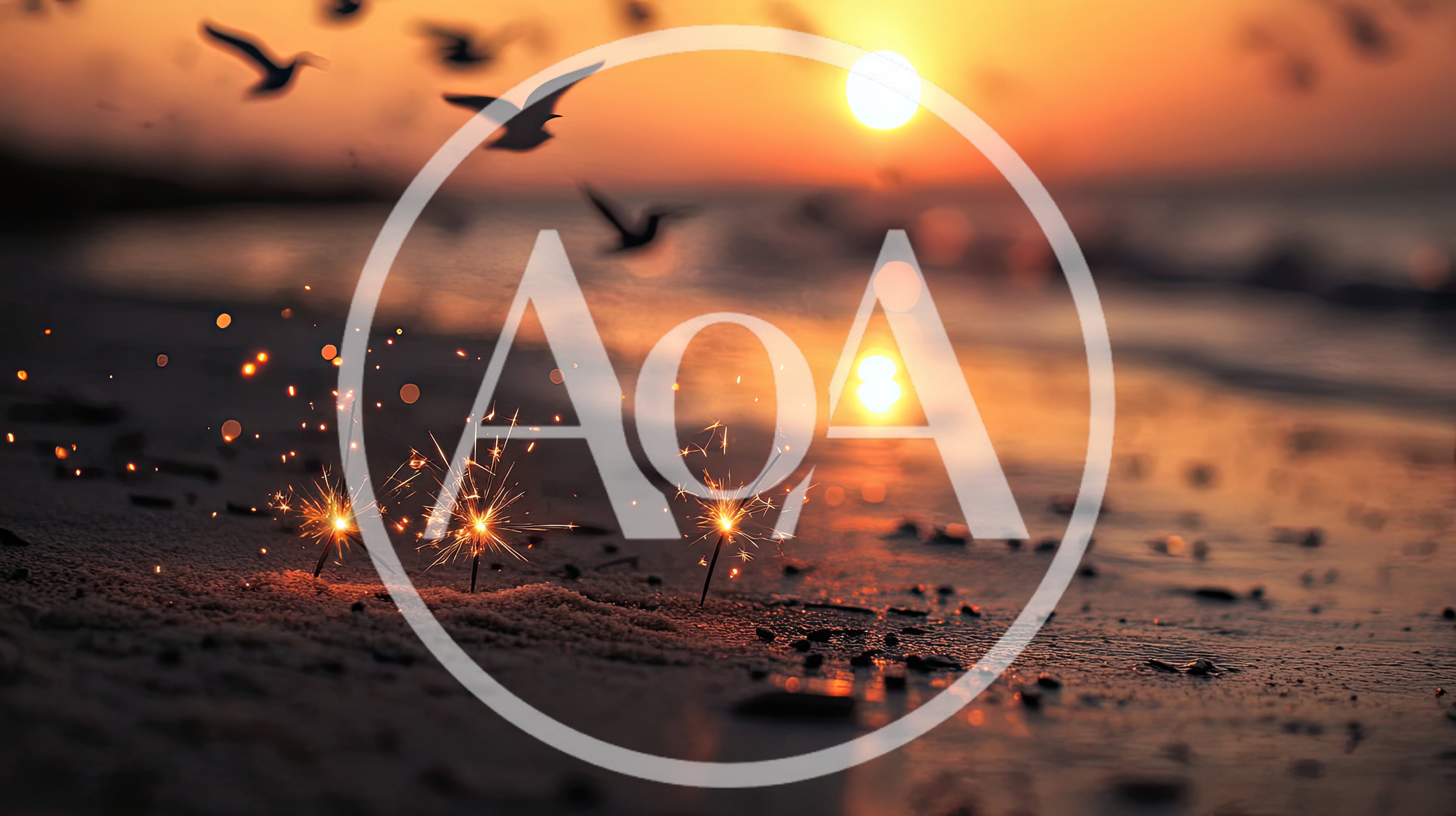Sparklers Burning on a Sandy Beach at Sunset