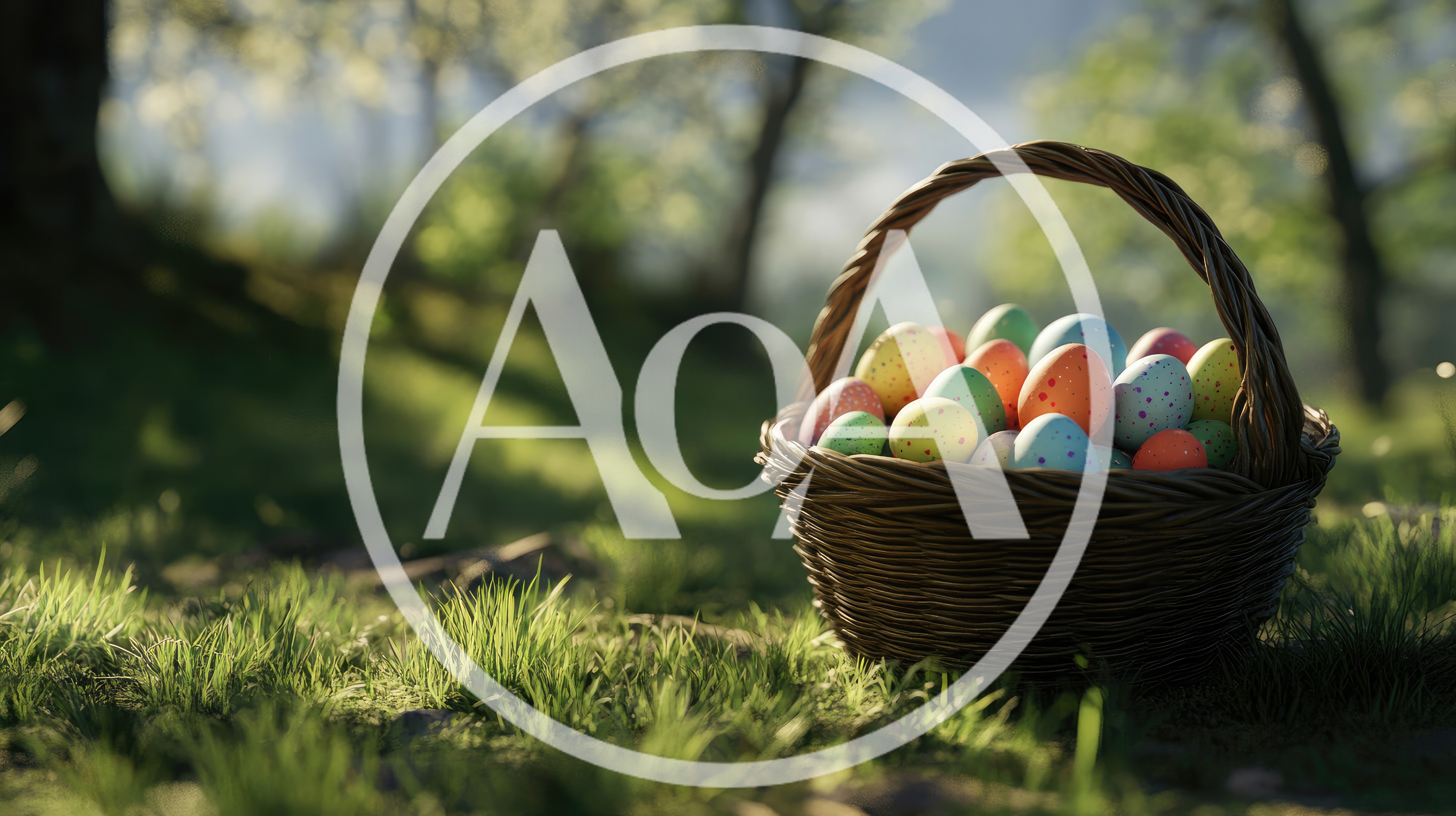 Easter Basket Filled With Colorful Decorated Eggs