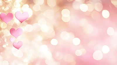 Pink Hearts Floating Over Soft Bokeh Background