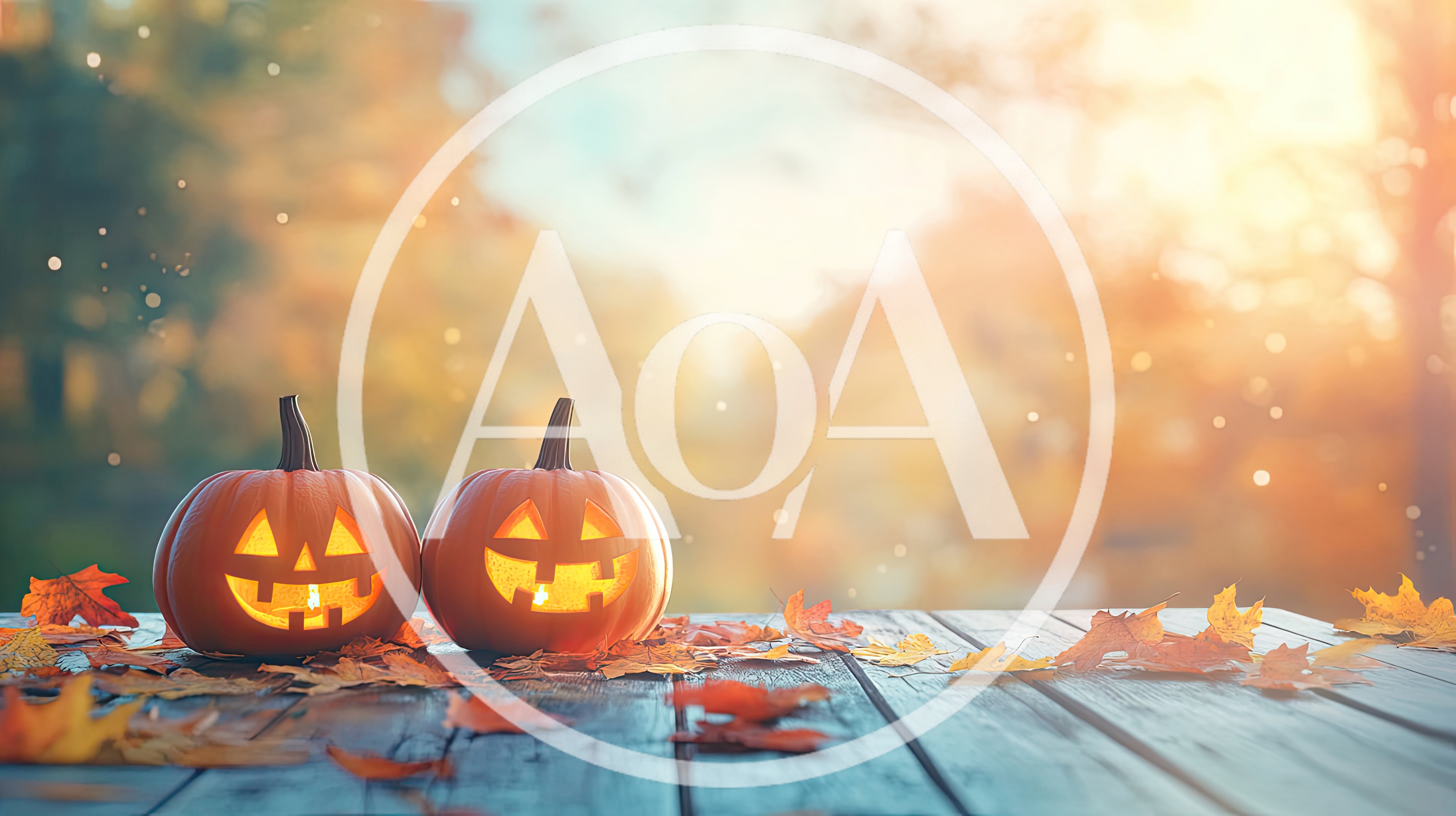Two Jack O Lanterns On A Wooden Table