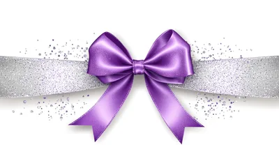 Purple Satin Bow With Silver Glitter Ribbon