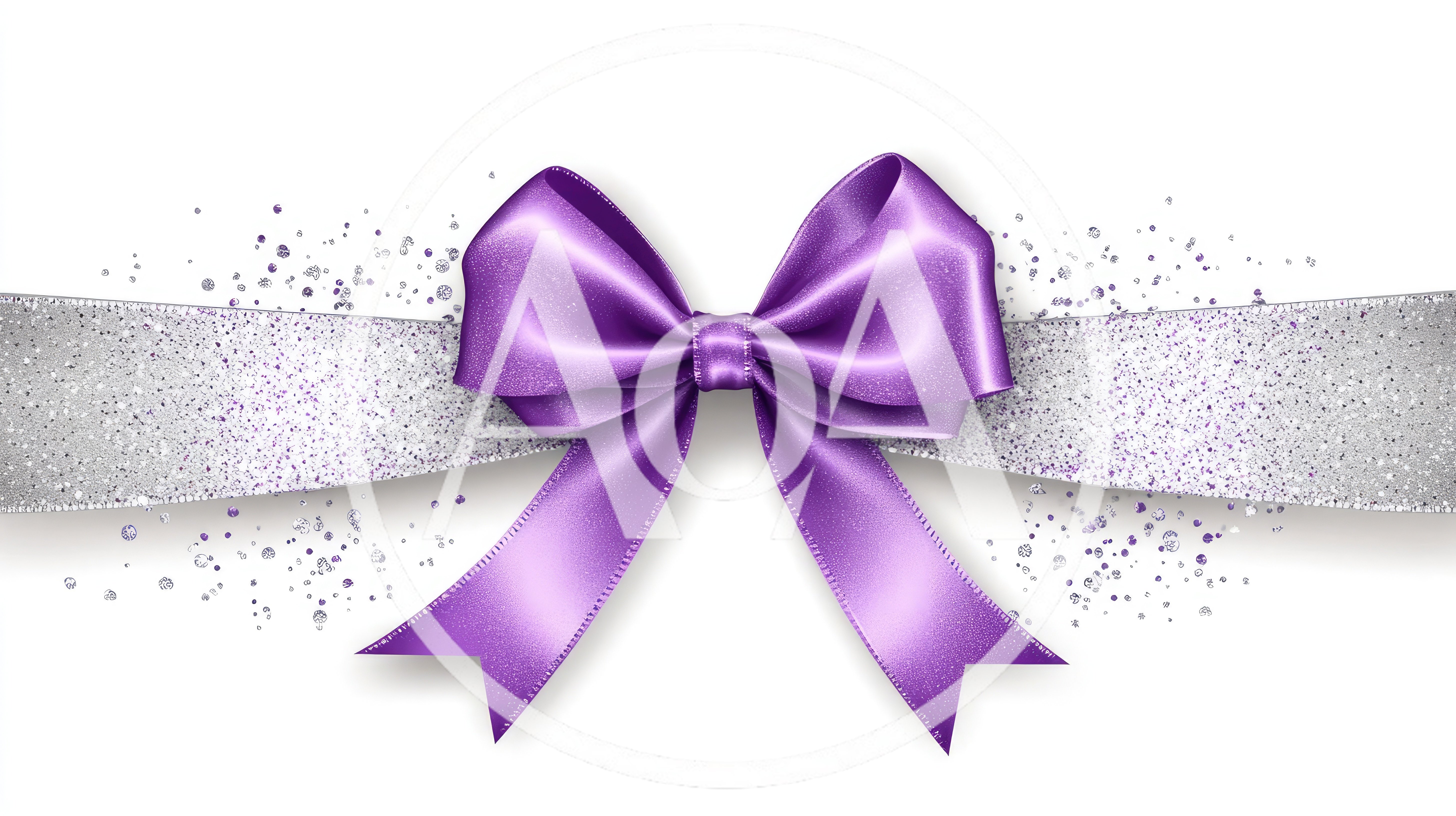 Purple Satin Bow With Silver Glitter Ribbon