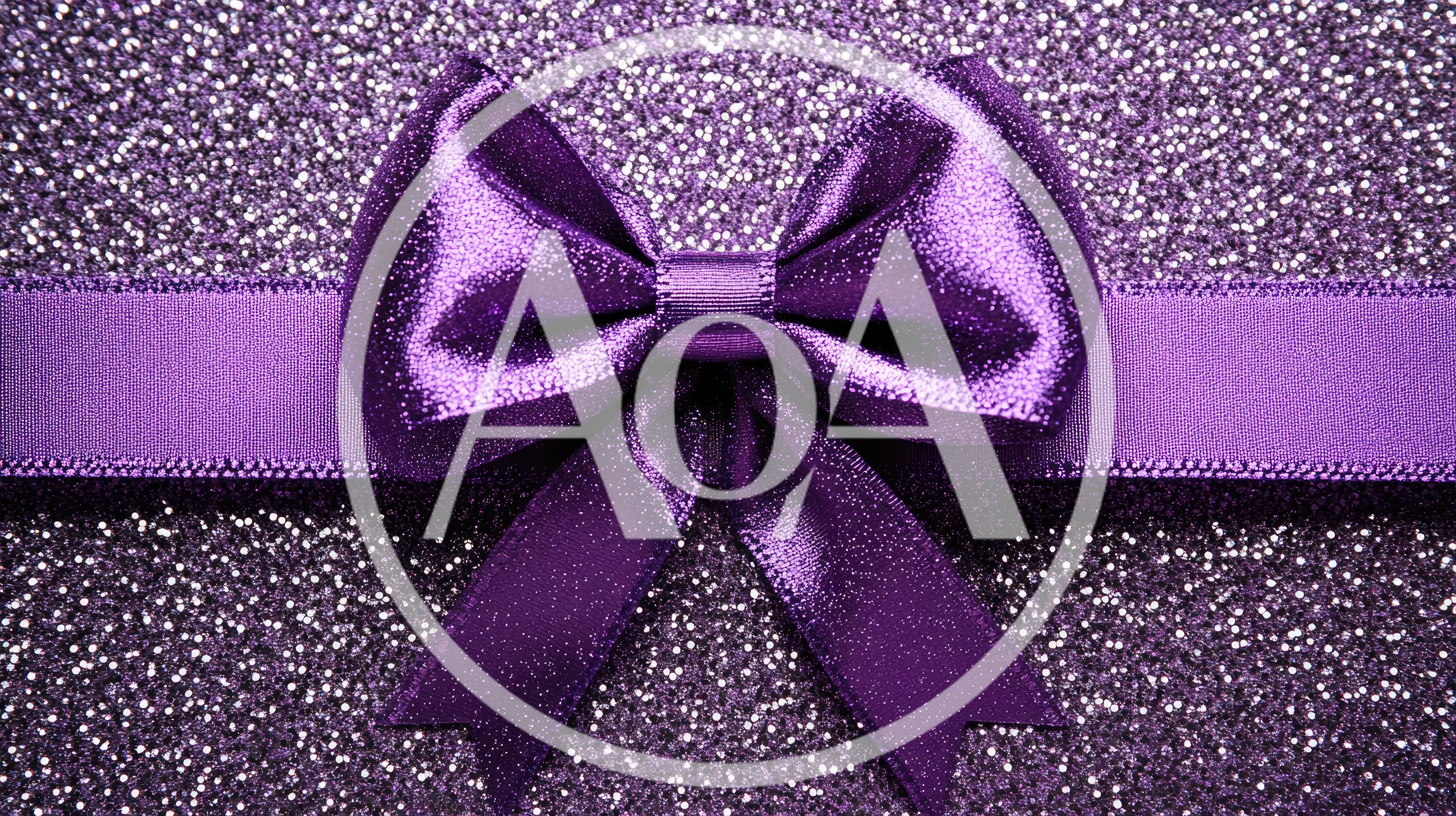 Purple Glitter Background With A Decorative Satin Bow