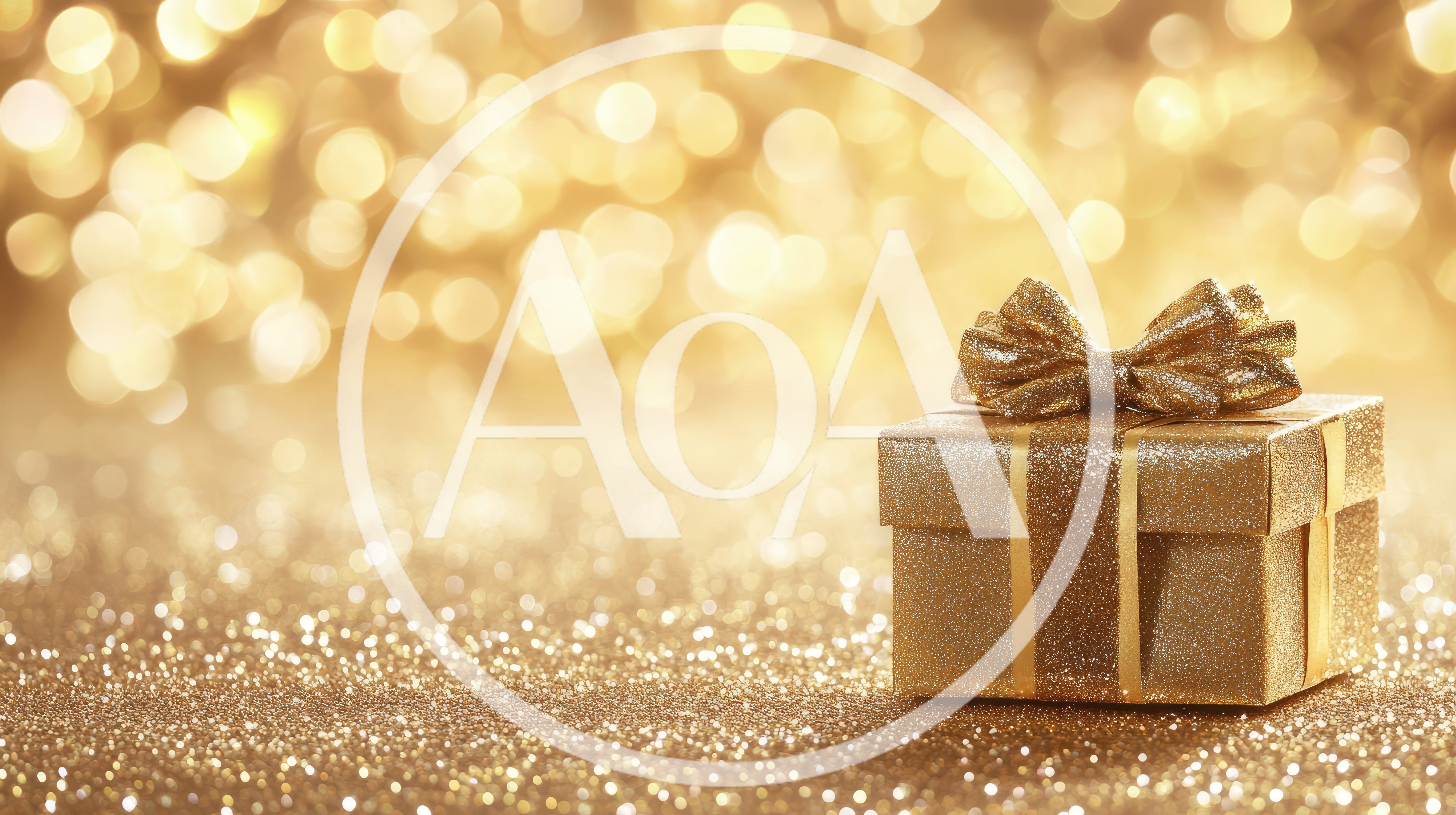 Golden Gift Box With Glittering Bow