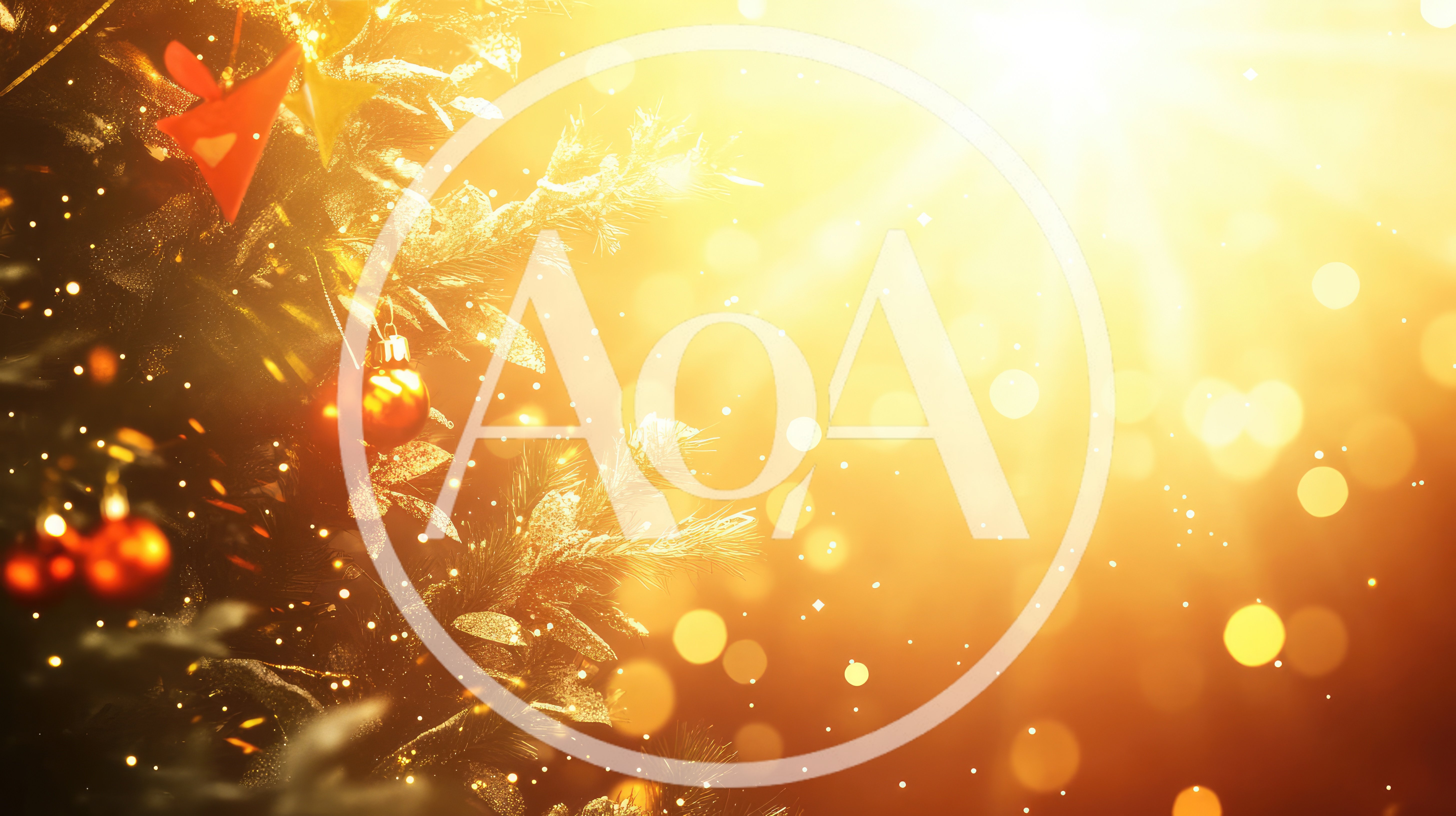 Golden Christmas Tree With Glowing Bokeh Lights