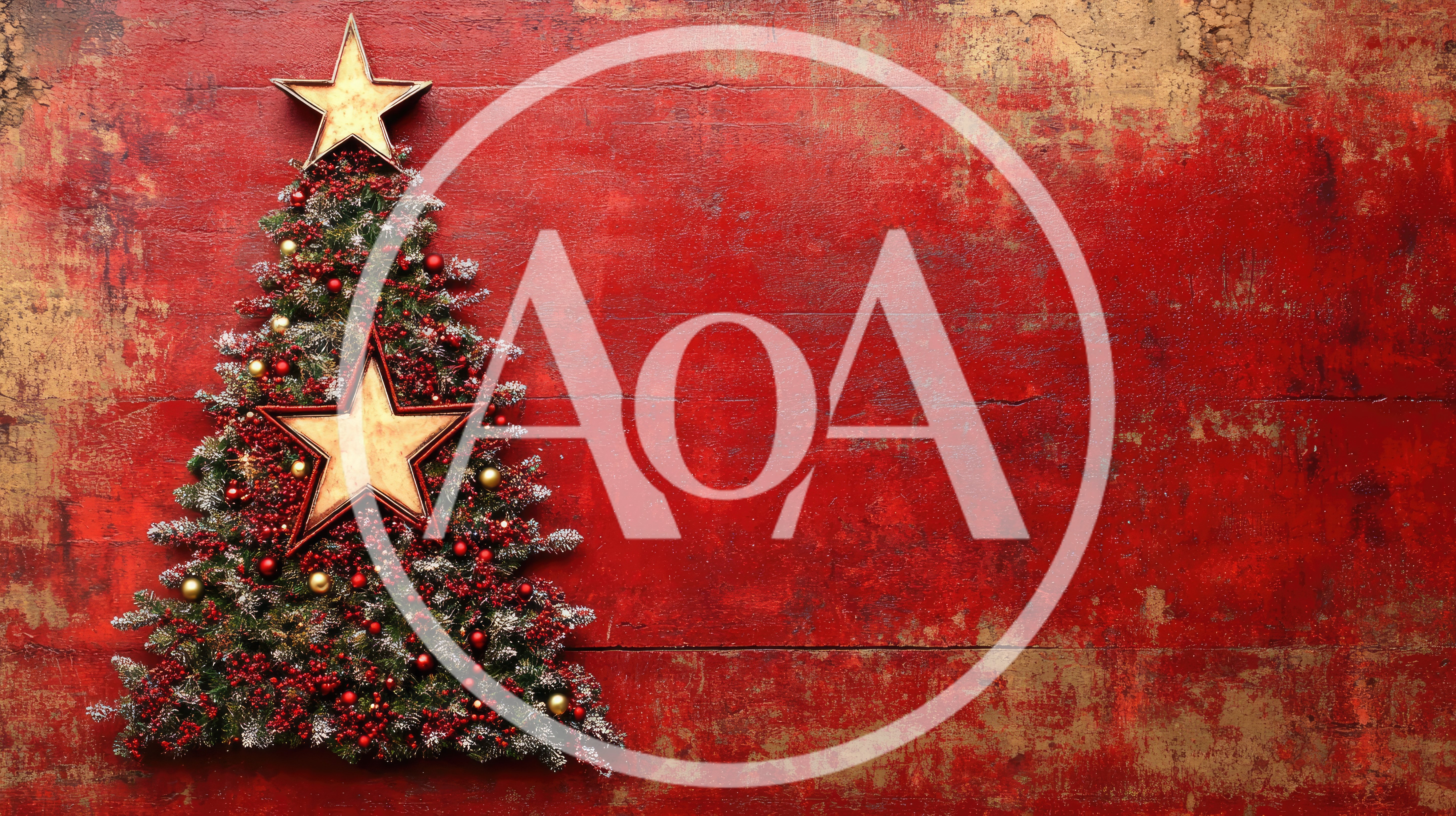 Christmas Tree Wall Decoration On Red Rustic Background