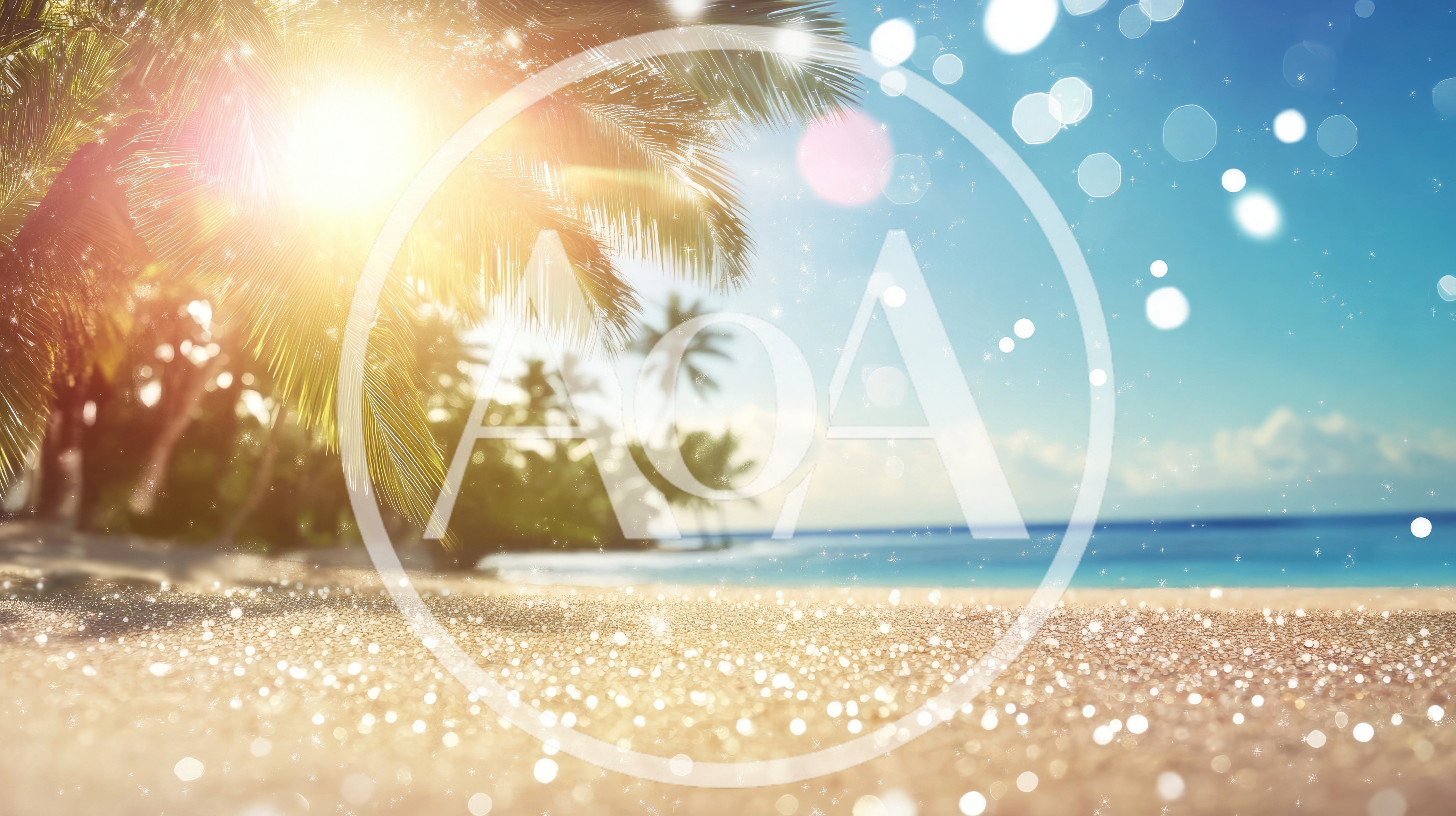 Tropical Beach Scene With Golden Sunlight And Bokeh