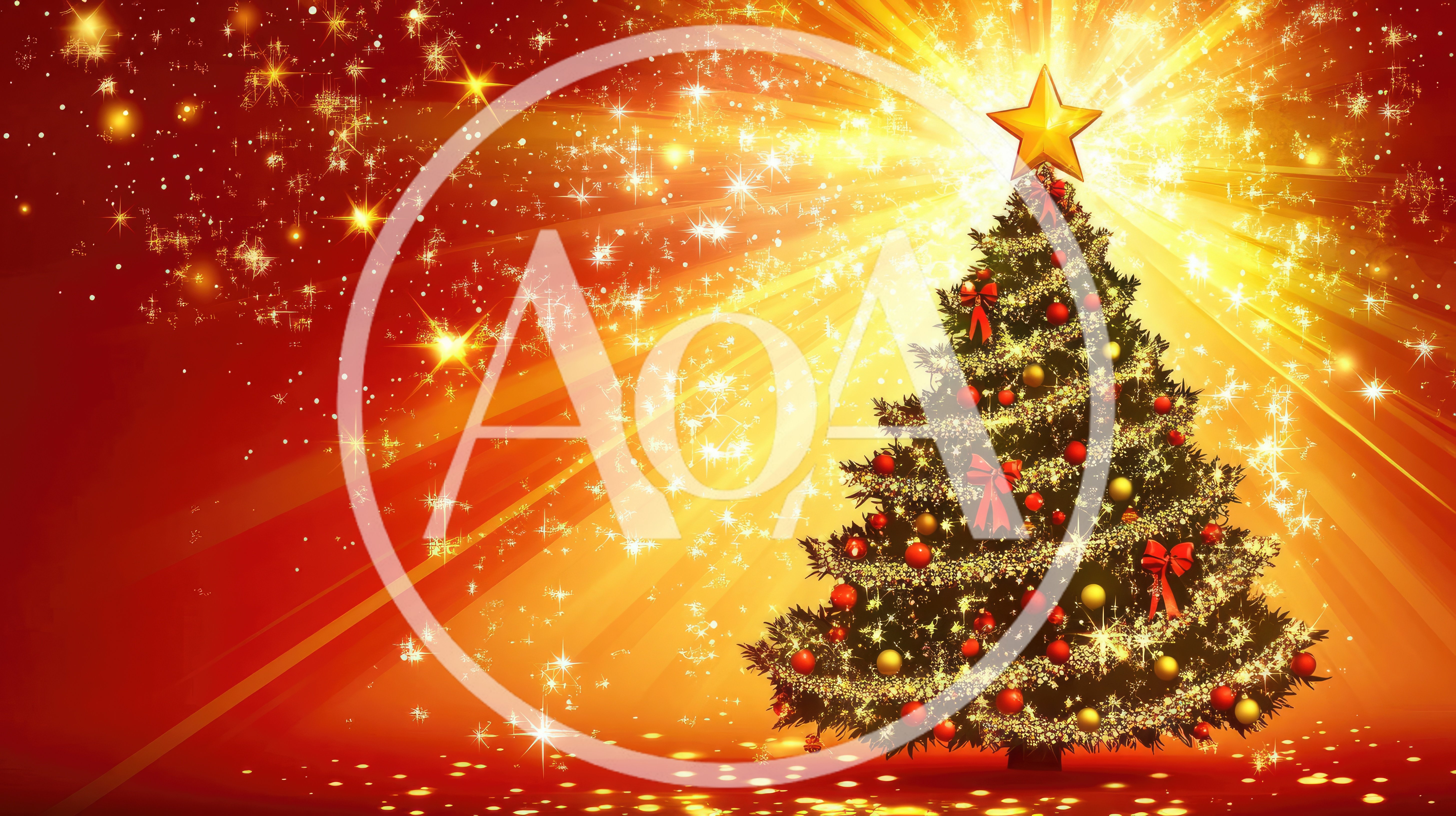Glowing Christmas Tree With Golden Star And Sparkles