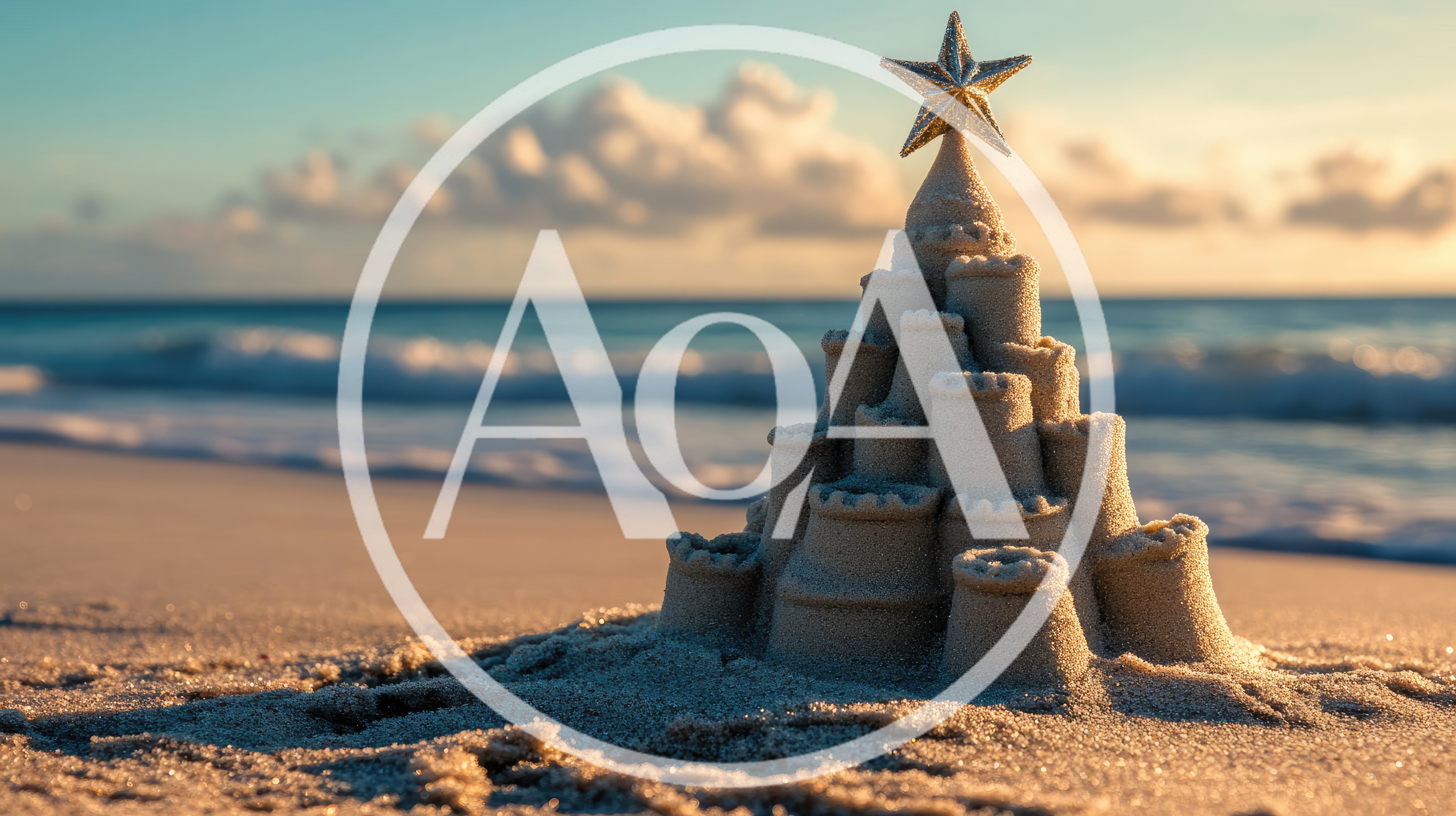 Sandcastle Christmas Tree on Tropical Beach