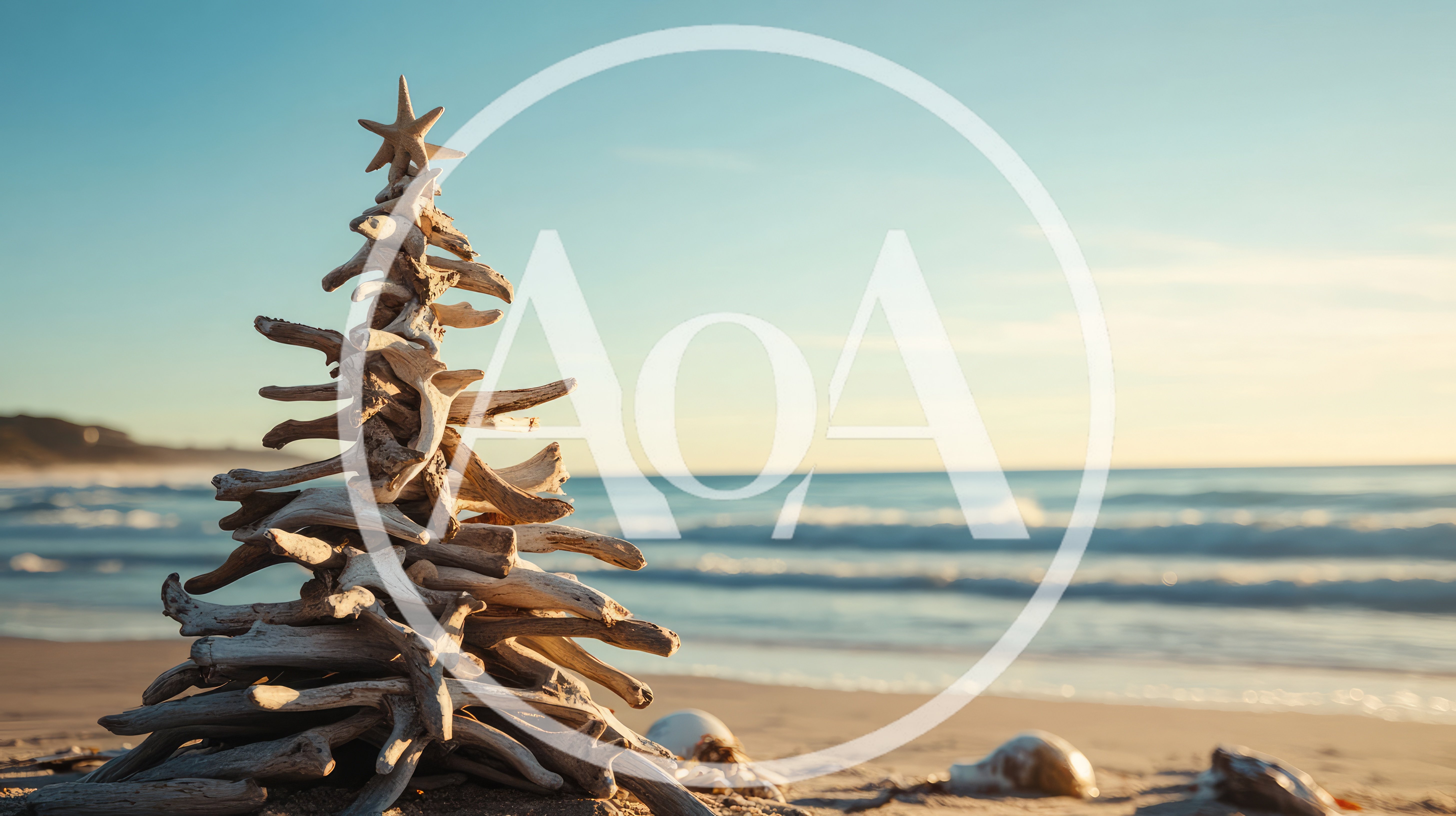 Driftwood Christmas Tree On A Sunny Beach