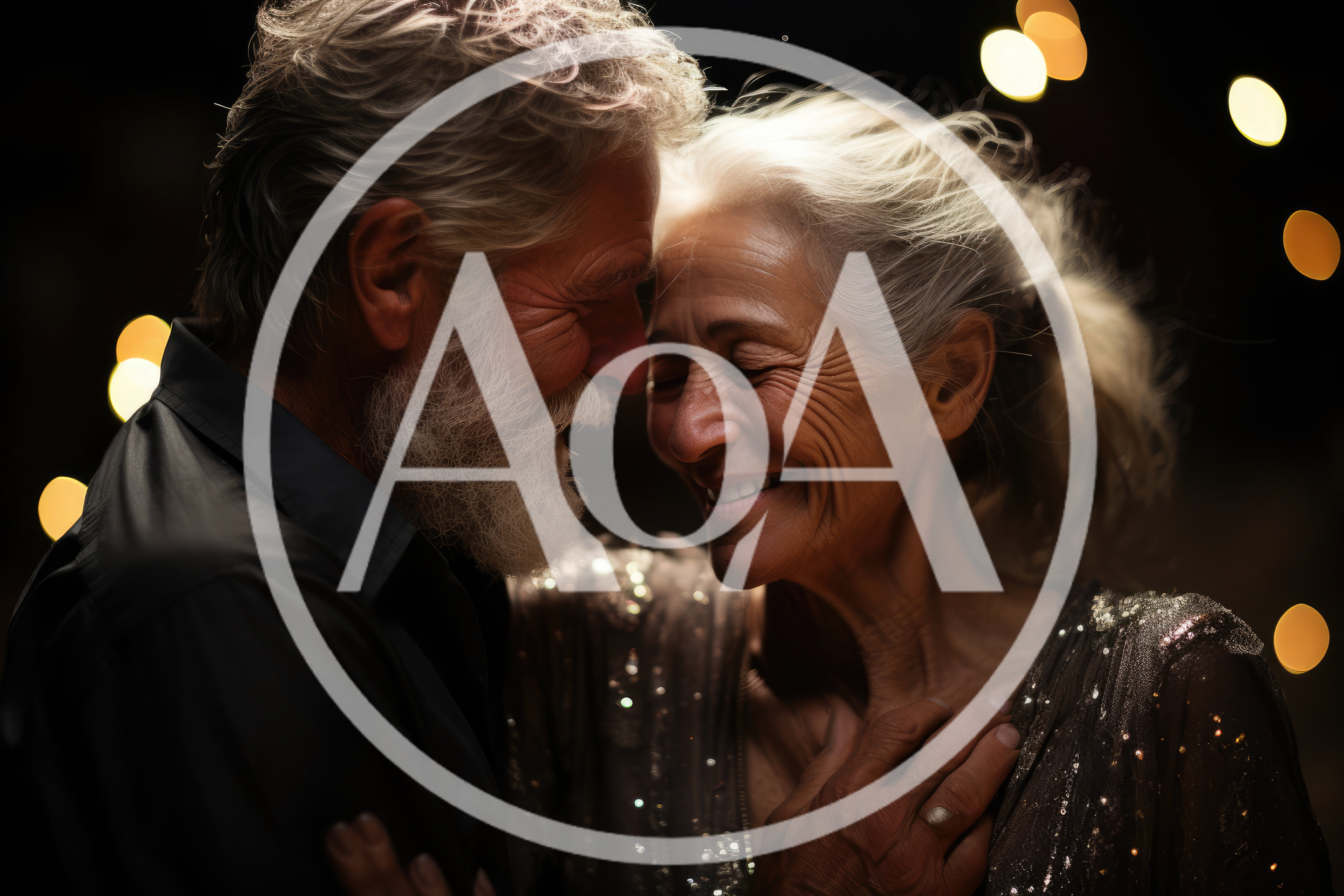 Elderly Couple Sharing An Intimate Moment At Night
