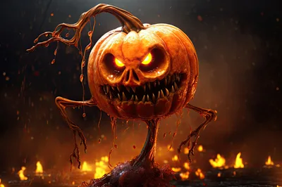 Sinister Jack O Lantern Monster With Glowing Eyes
