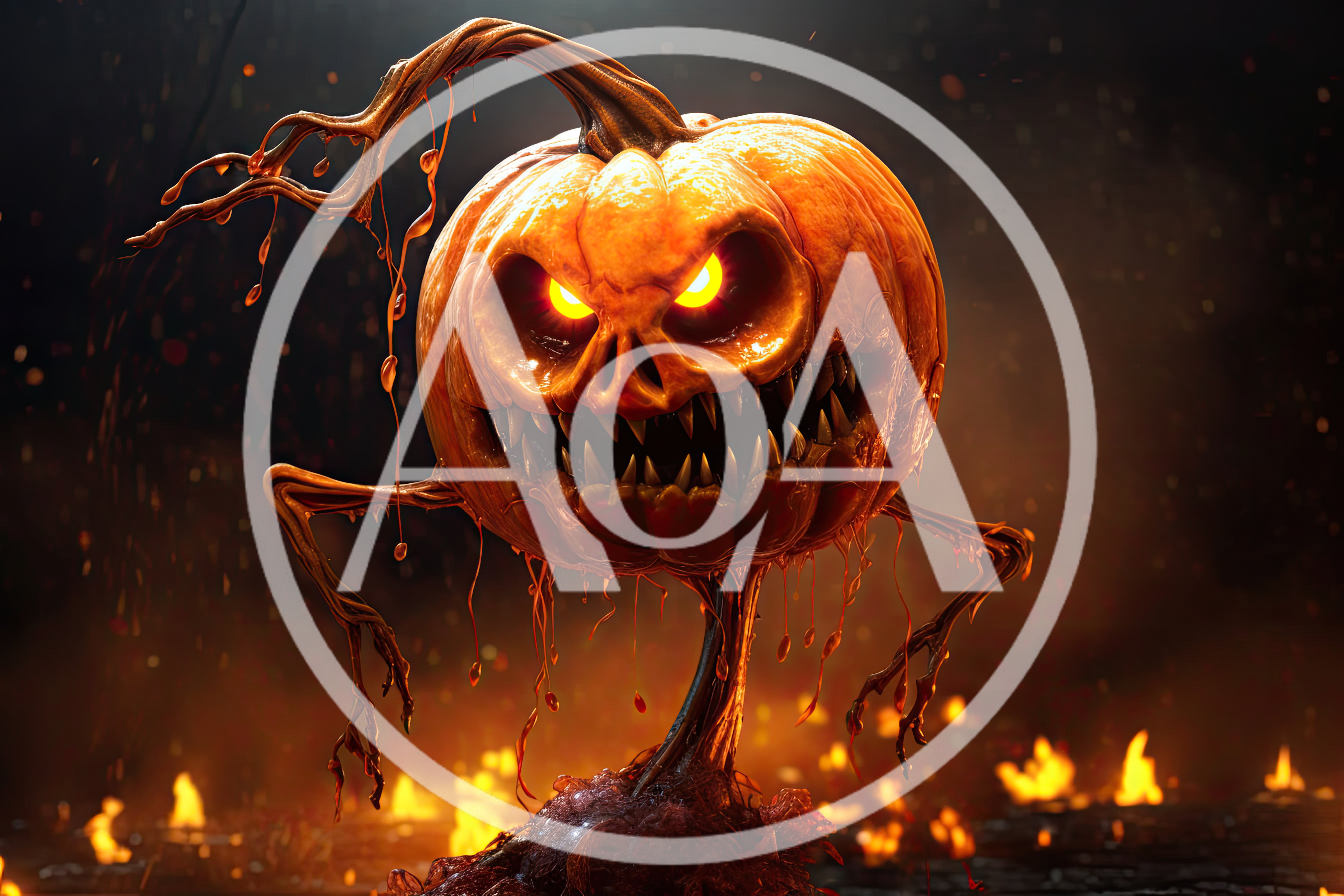 Sinister Jack O Lantern Monster With Glowing Eyes