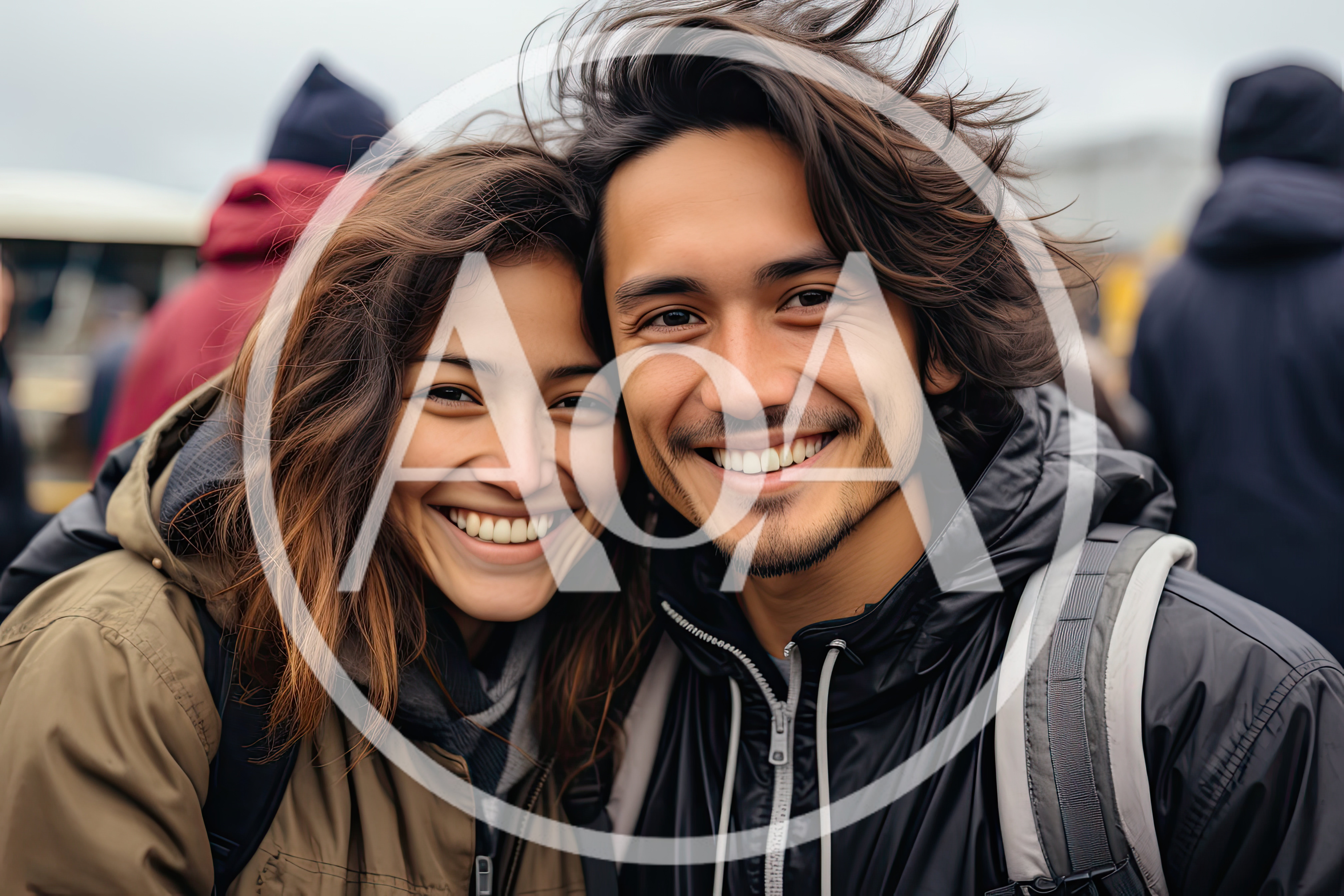 Happy Young Couple Smiling Outdoors