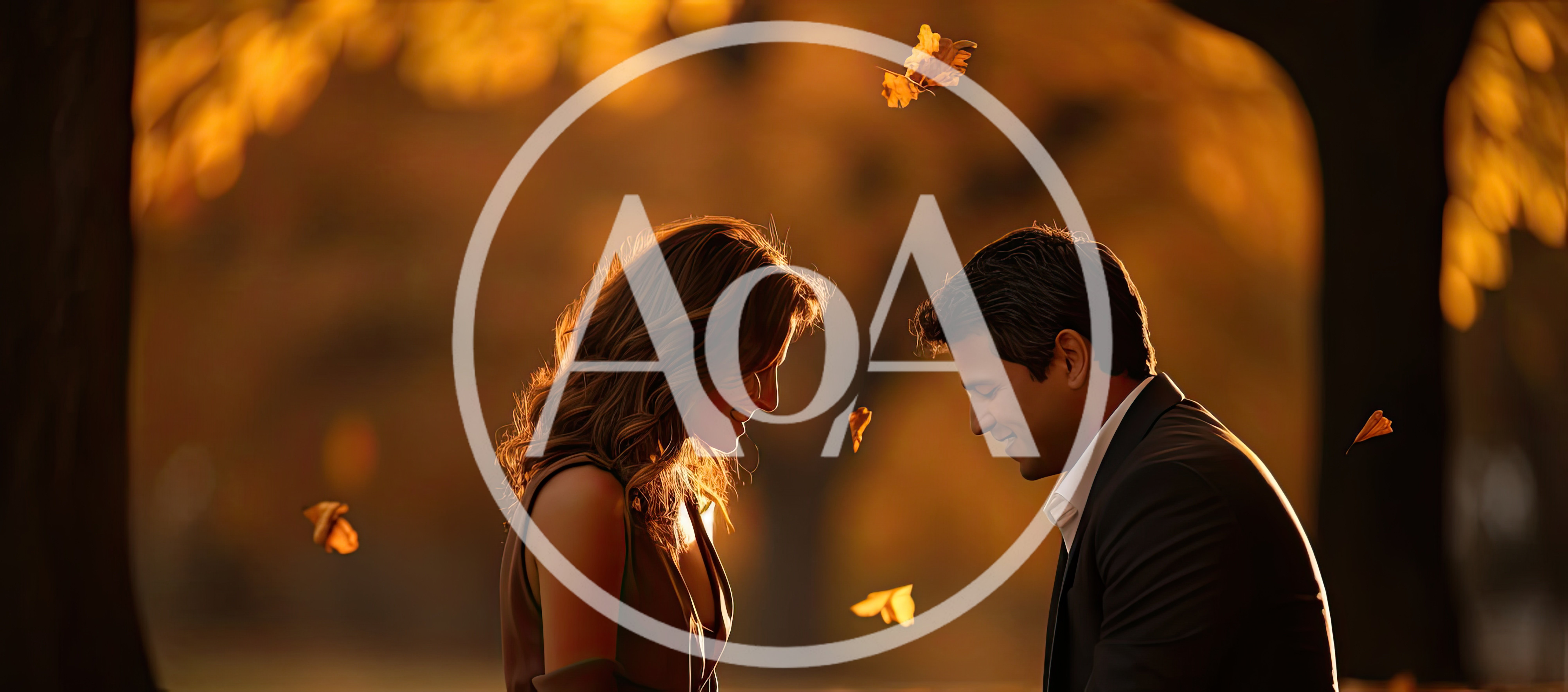 Romantic Couple Sharing A Tender Moment In Autumn Park