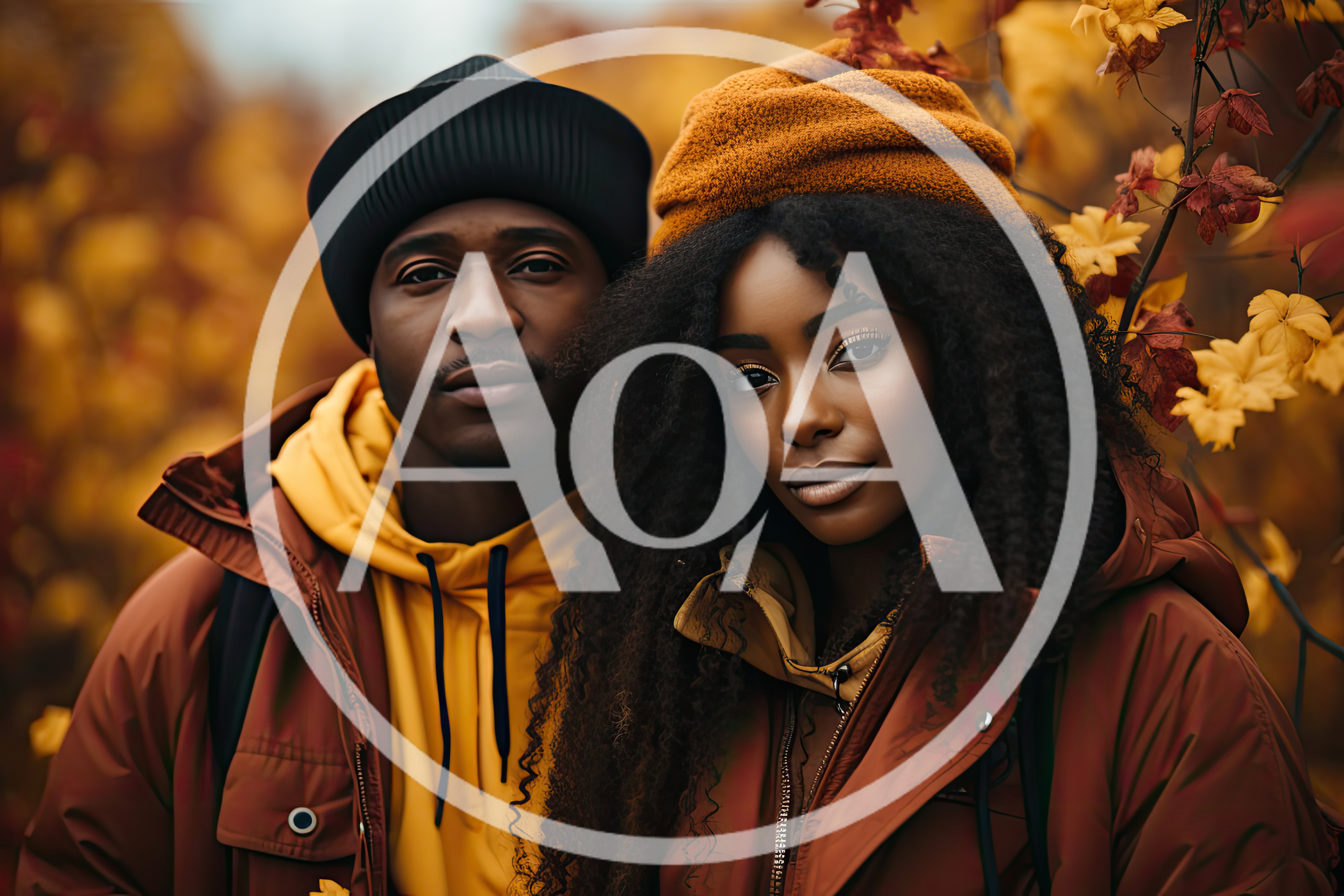 Portrait Of A Stylish Couple In Autumn Forest