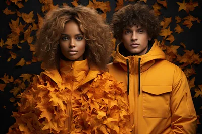 Young Couple Wearing Autumnal Yellow Jackets