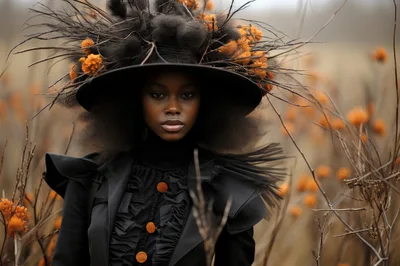Portrait Of A Woman In A Gothic Floral Hat