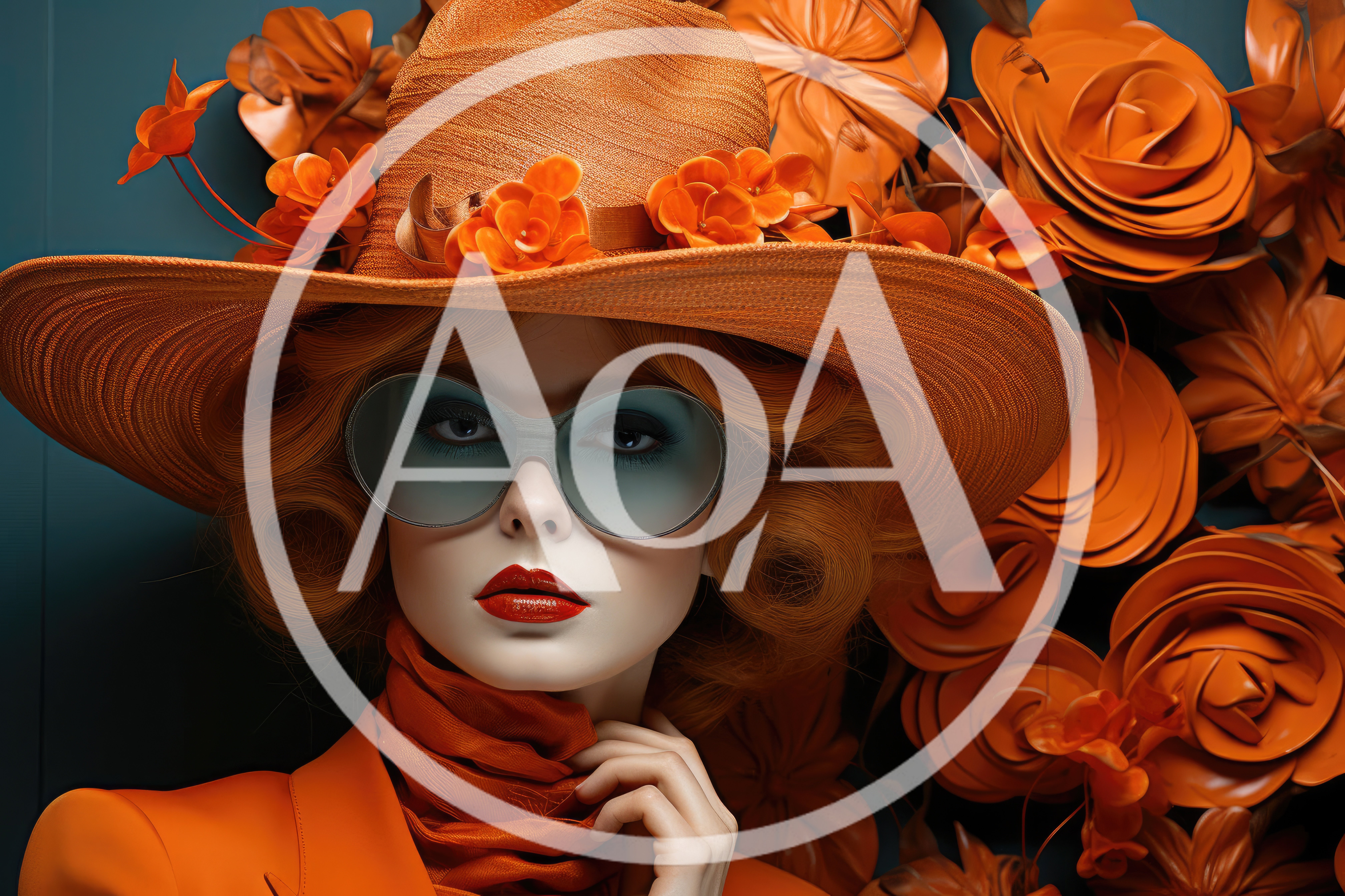 Fashion Portrait Of Woman In Orange Hat And Sunglasses