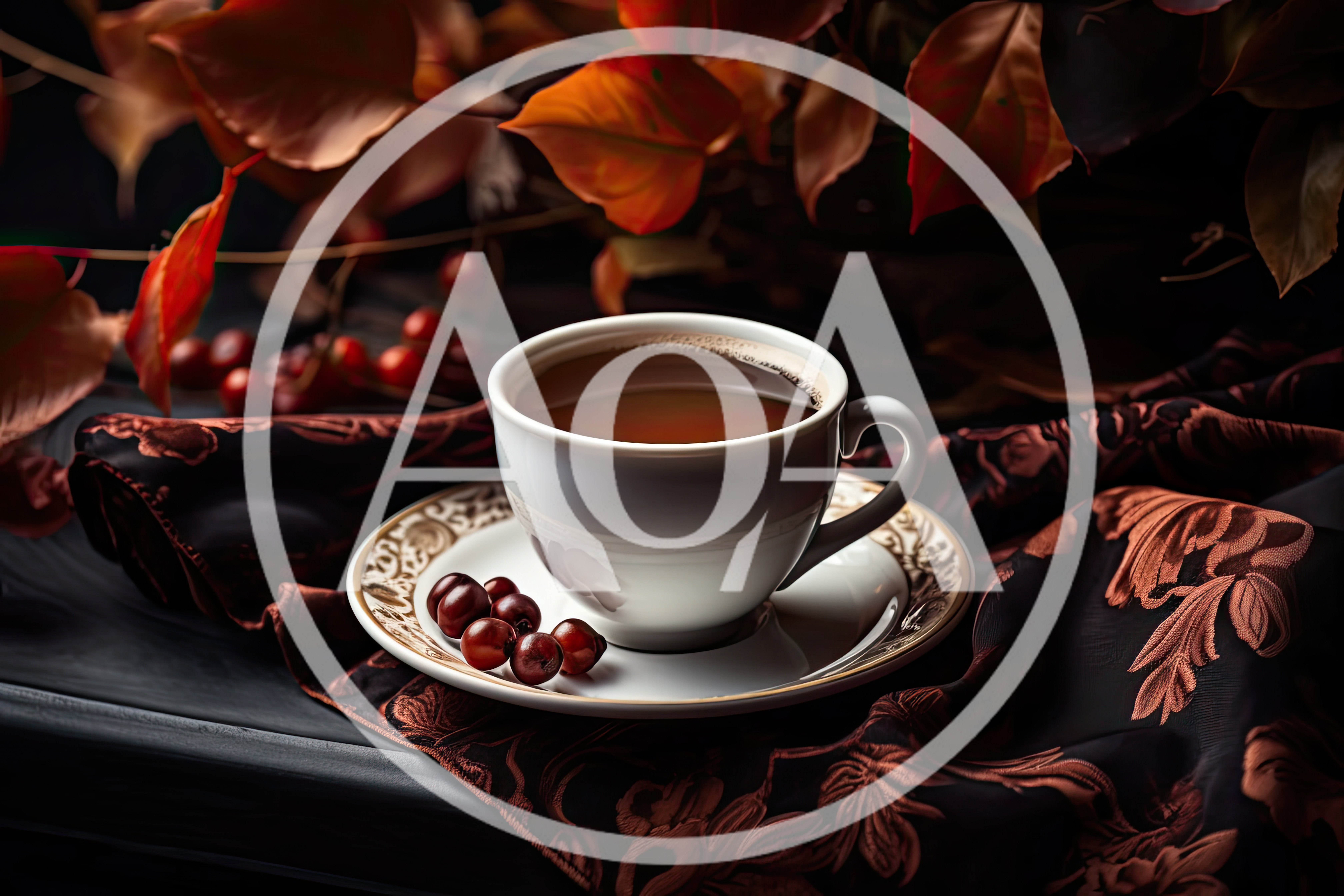 Cup Of Tea With Berries On A Decorative Fabric