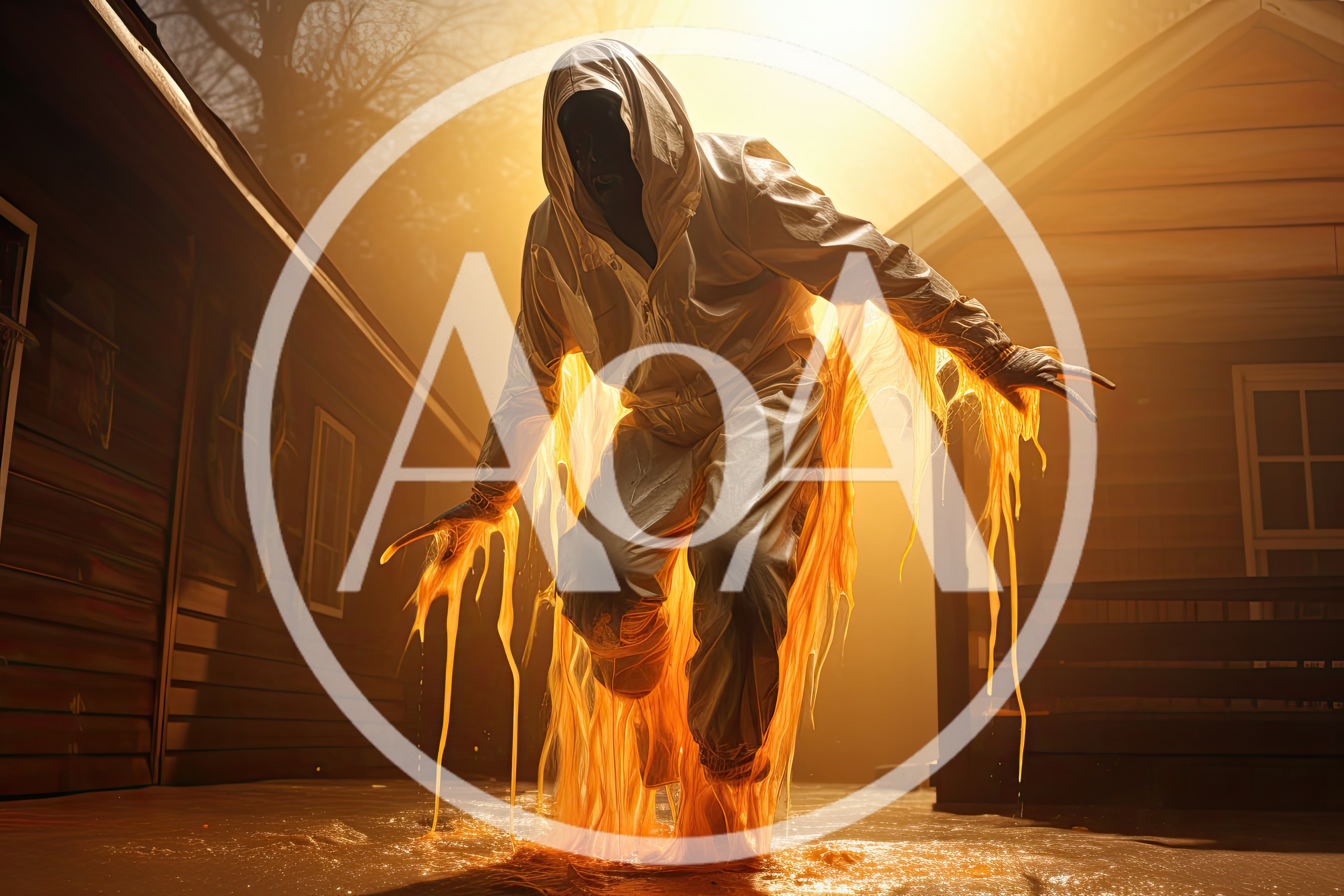 Eerie Figure In Hazmat Suit Covered In Glowing Slime