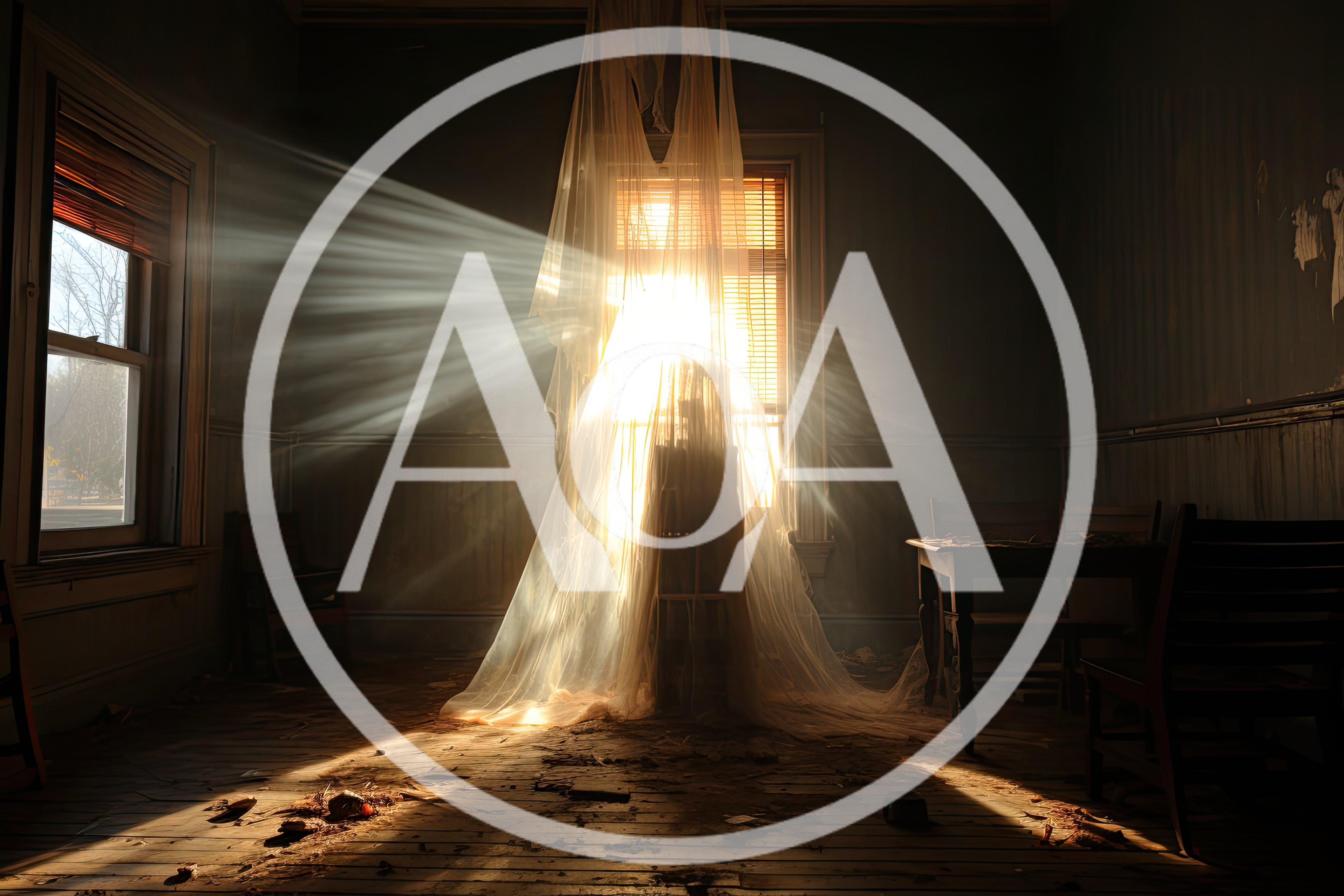 Sunlight Streaming Through Curtains In Abandoned Room