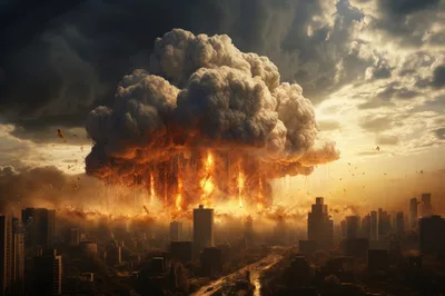 Massive Nuclear Explosion Over A Modern City Skyline